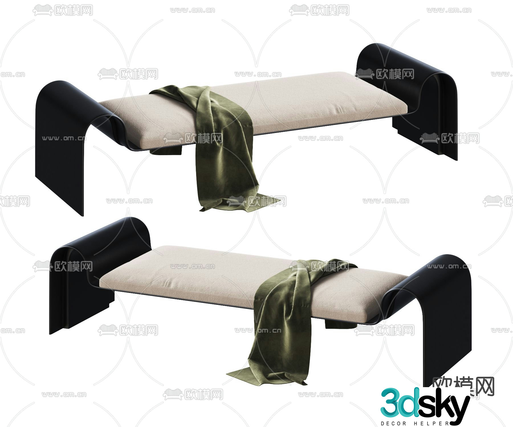 Modern footrest bedside stool sofa stool 3d model
