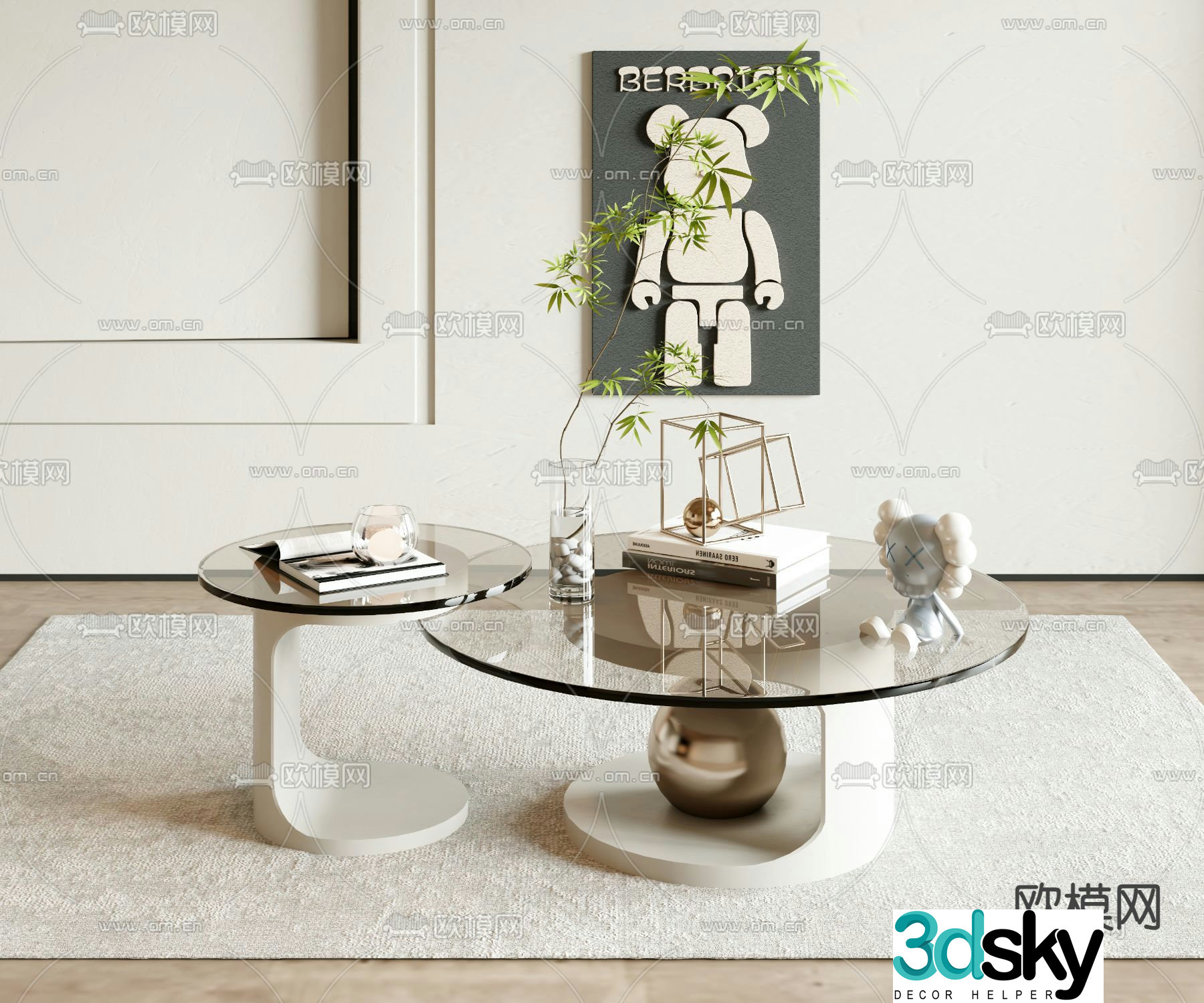 Modern coffee table glass coffee table 3d model