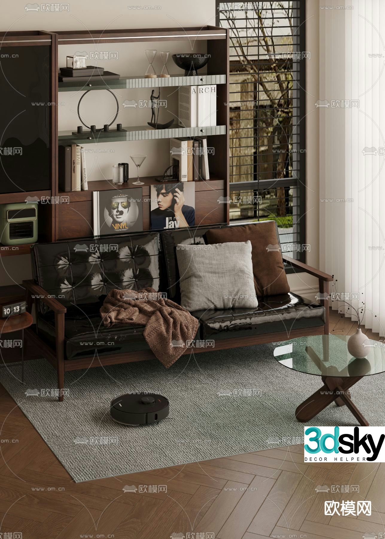 Medium style sofa double sofa 3D model