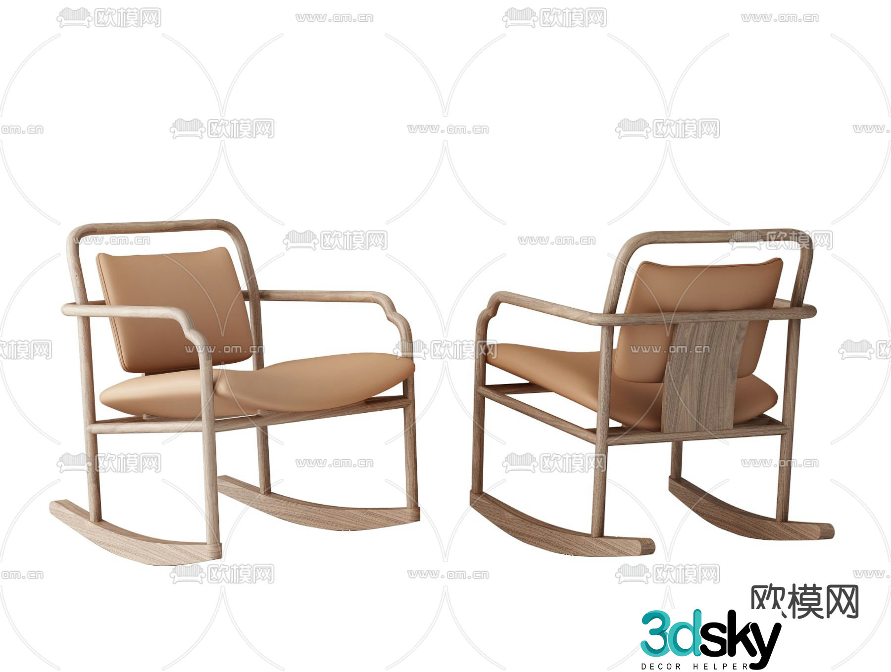 New Chinese style chair leisure chair rocking chair 3d model