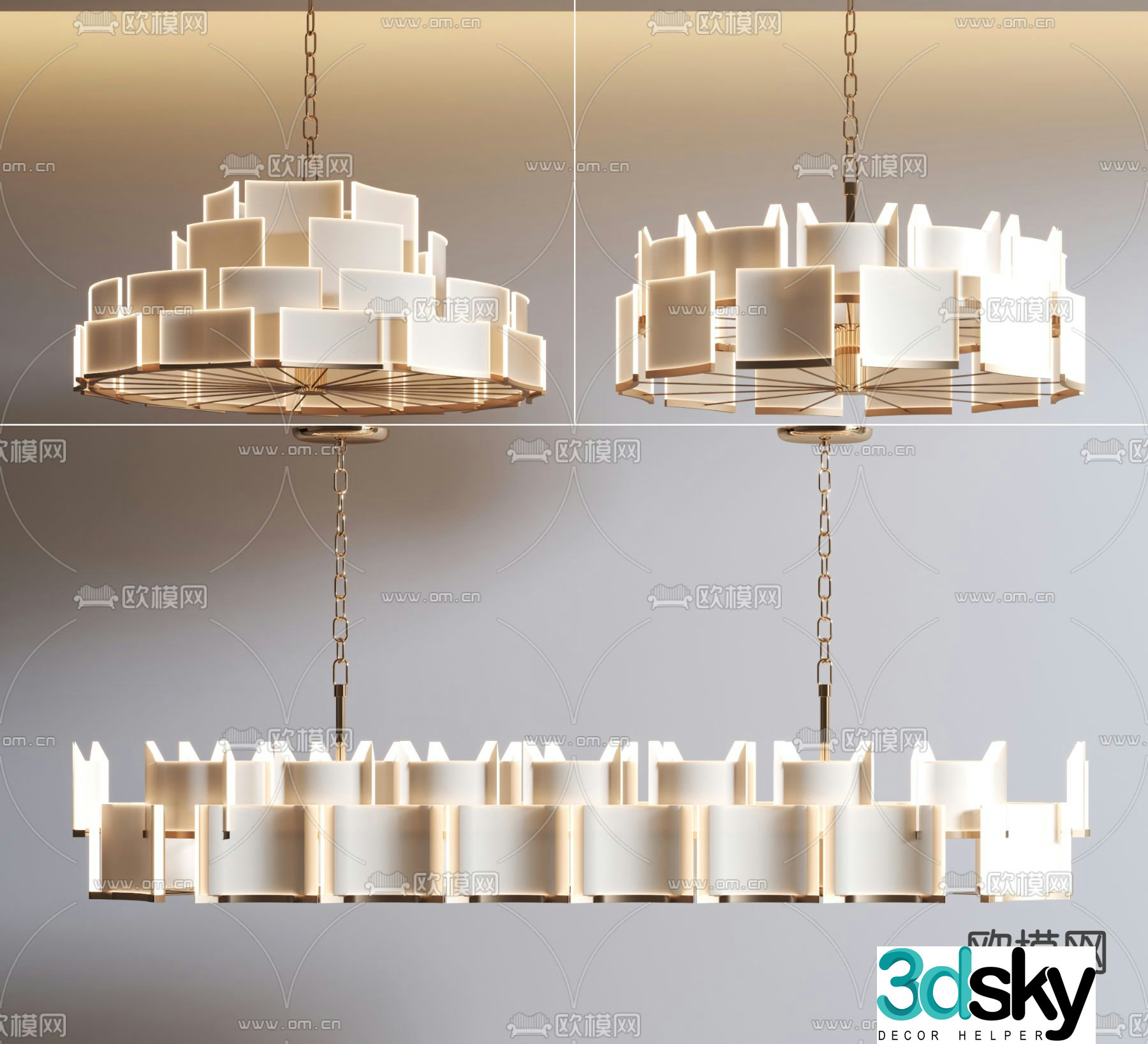 New Chinese style chandelier 3d model