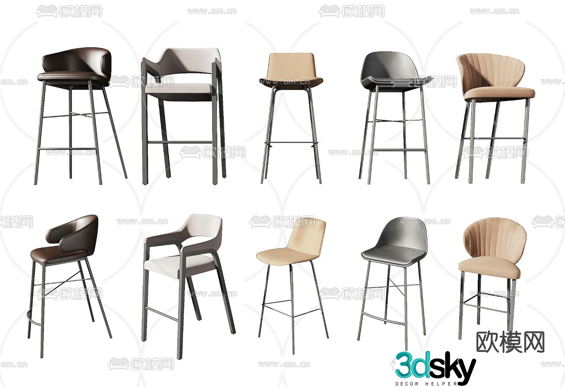 Modern bar stool 3d model