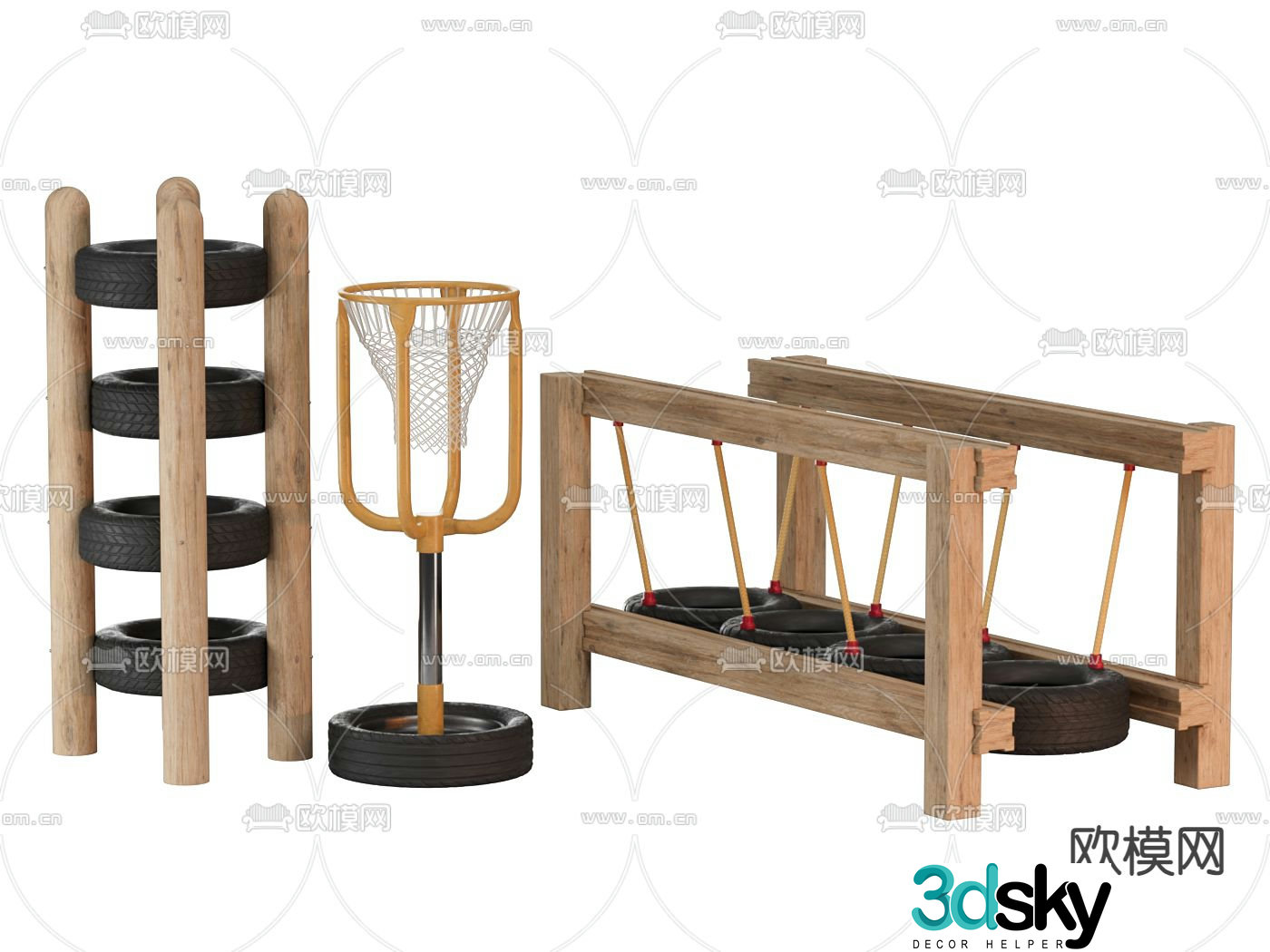 Amusement equipment basketball net single-plank bridge 3D model