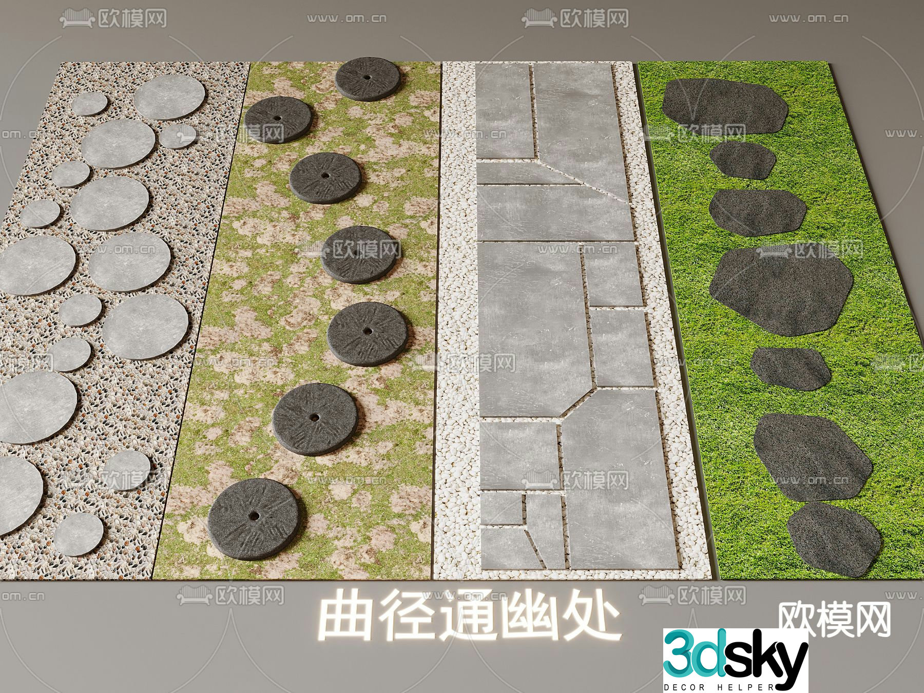 Stone steps bluestone slab blue brick steps 3d model