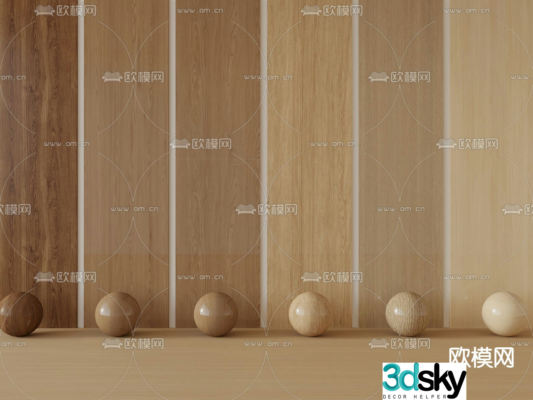 Wood grain wood wainscot 3d model