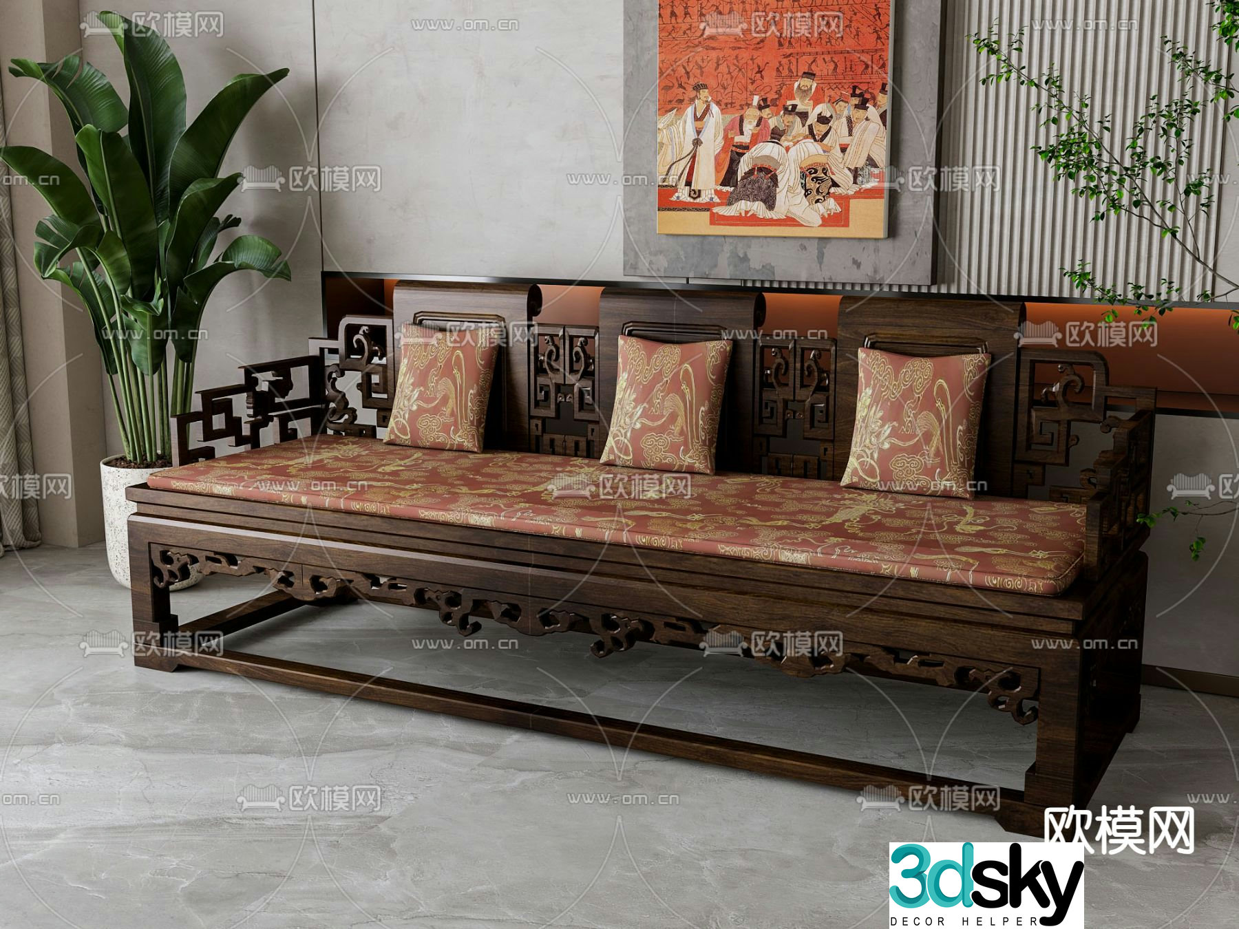 New Chinese style Arhat bed 3D model