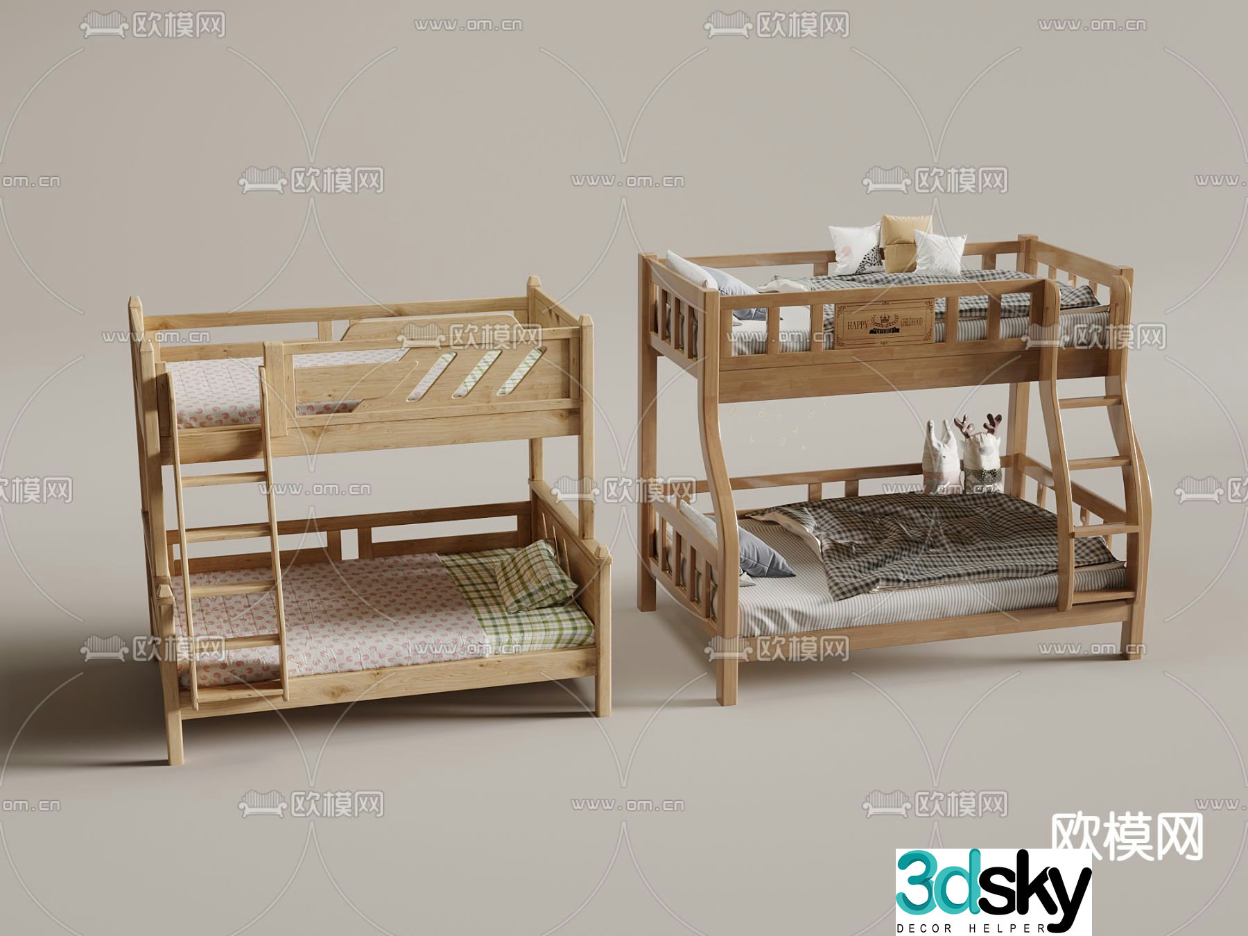 Children’s bed bunk bed 3d model