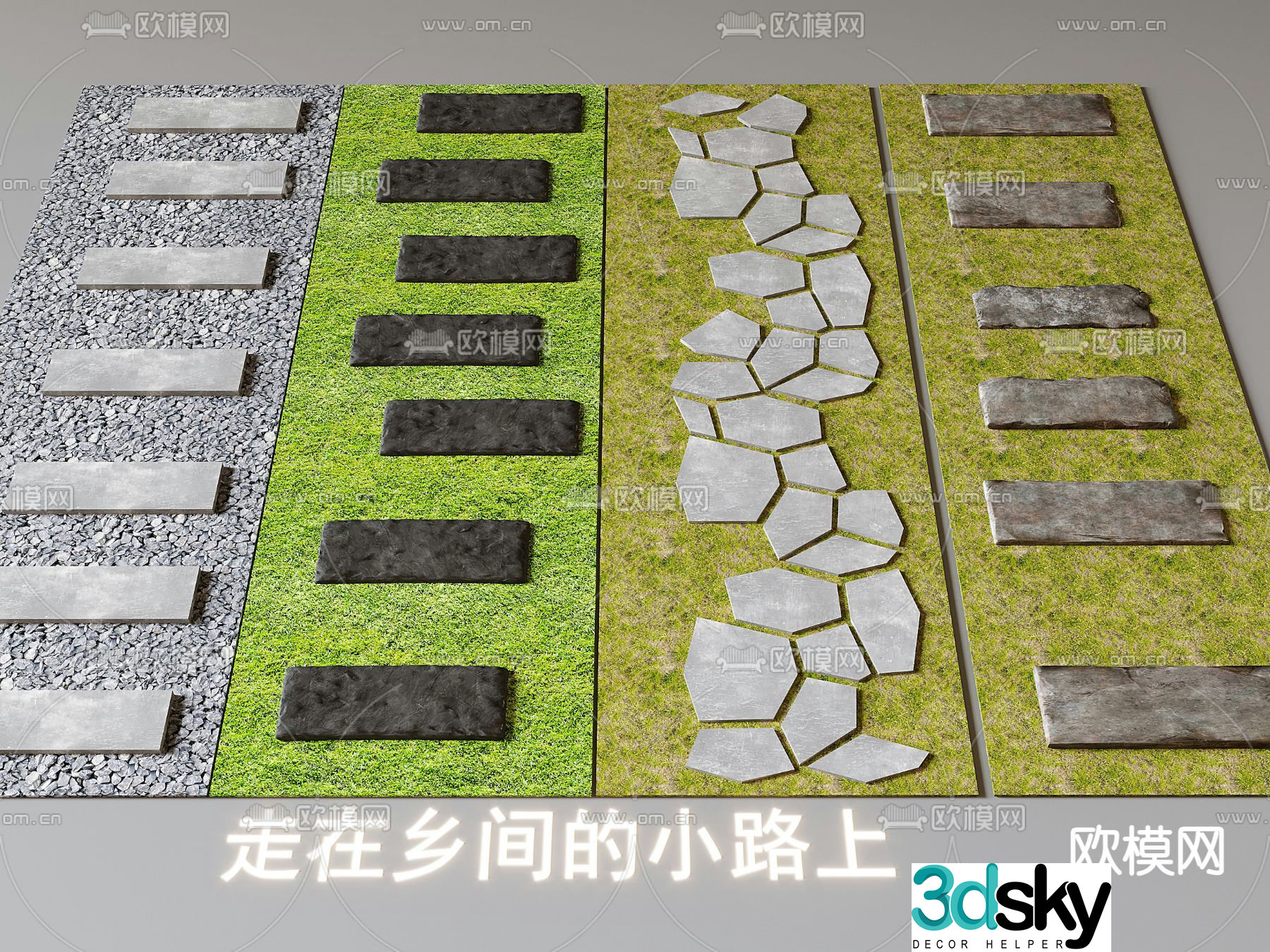 Stone steps bluestone slab blue brick steps 3d model