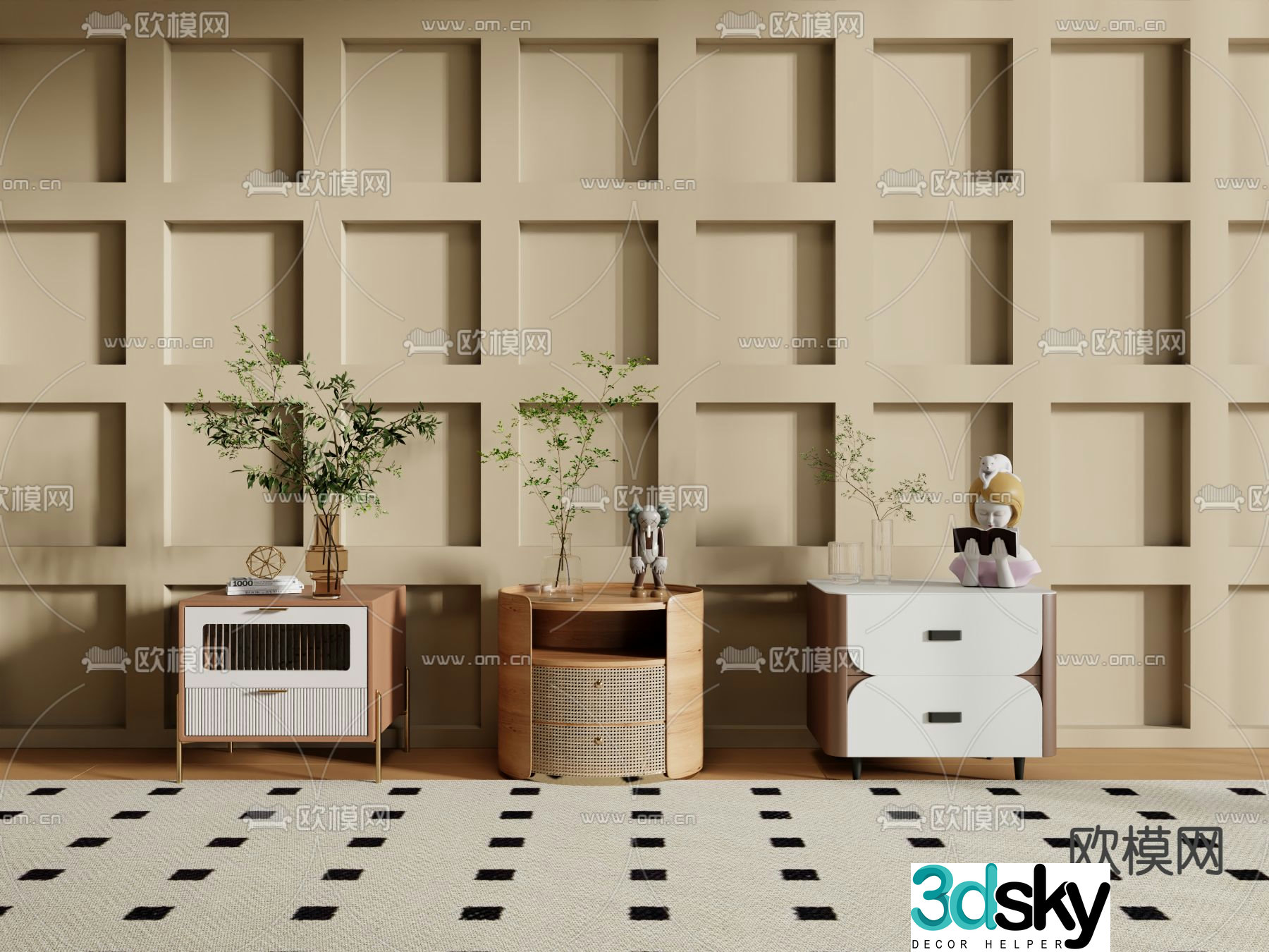 Modern bedside table 3d model