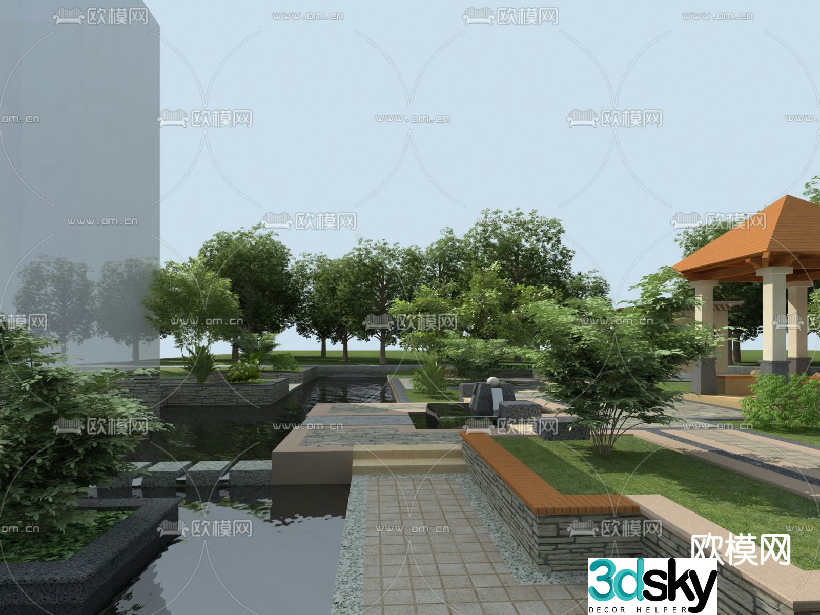Park landscape 3d model