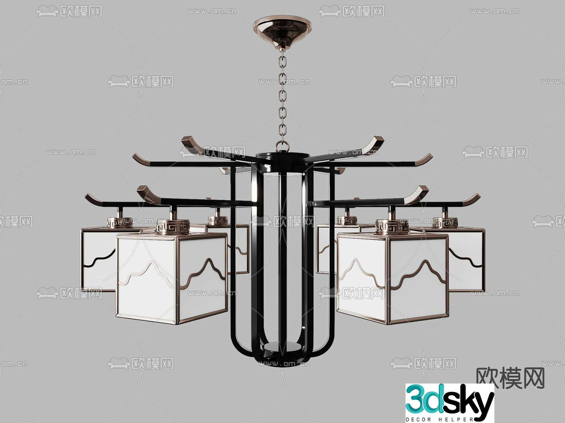 New Chinese chandeliers living room chandeliers multi-head chandeliers 3D model