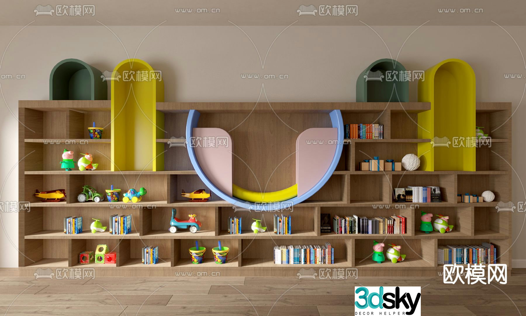 Children’s bookcase kindergarten bookcase cartoon cabinet 3d model