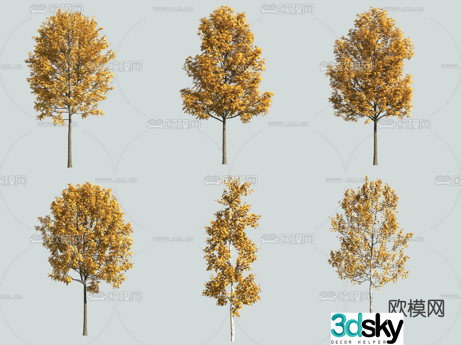 Big tree Yellow leaf tree Autumn tree 3d model