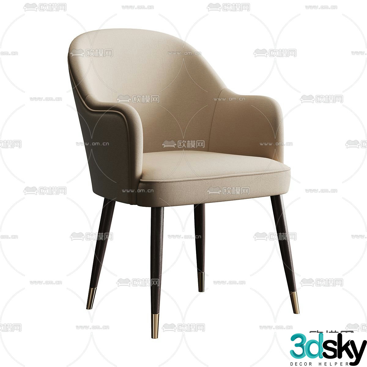 Modern dining chair single chair sofa chair 3d model