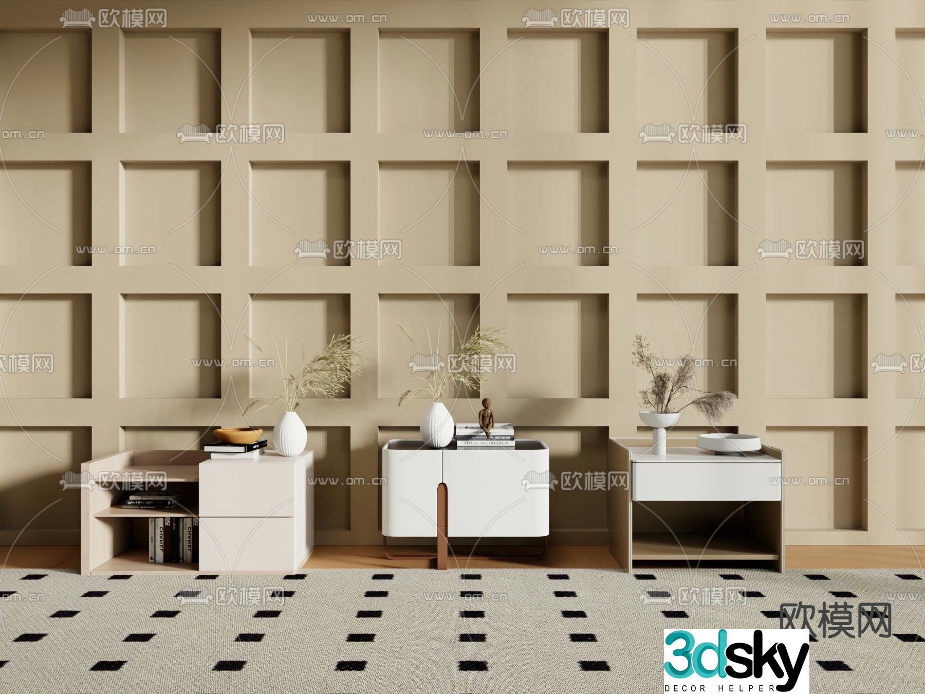 Modern bedside table 3d model