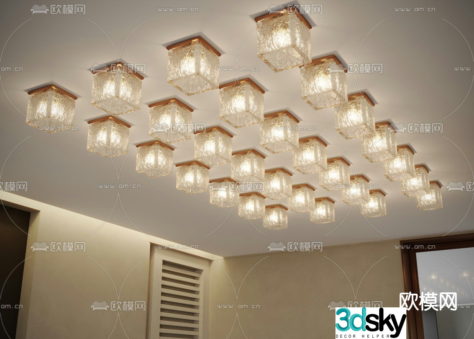 Simple ceiling lamp crystal lamp 3d model