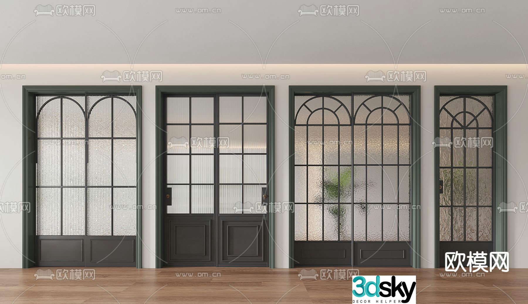 French wrought iron sliding door Single door Swing door 3D model