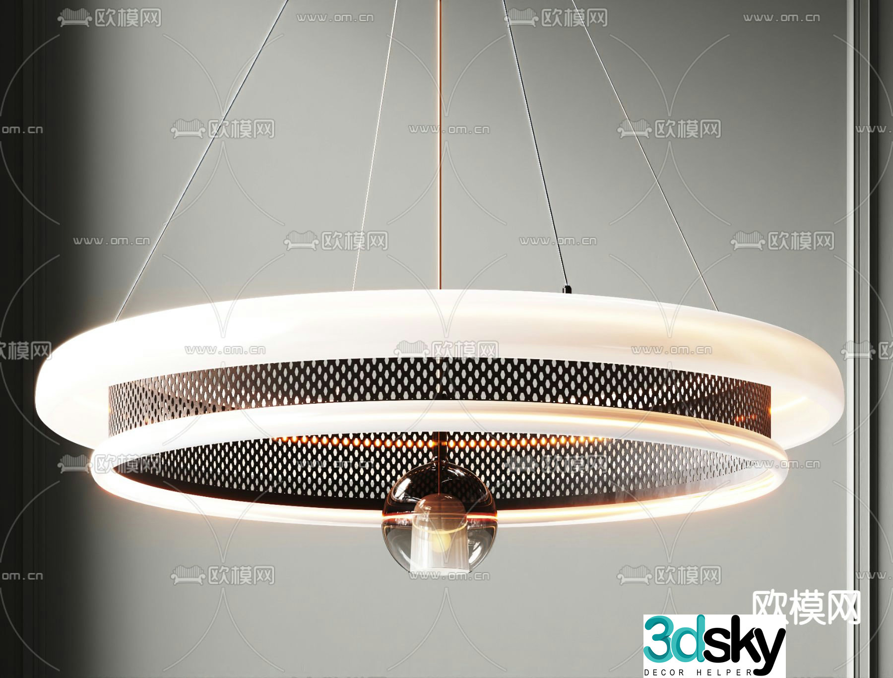 Light luxury chandeliers ring chandeliers 3D model