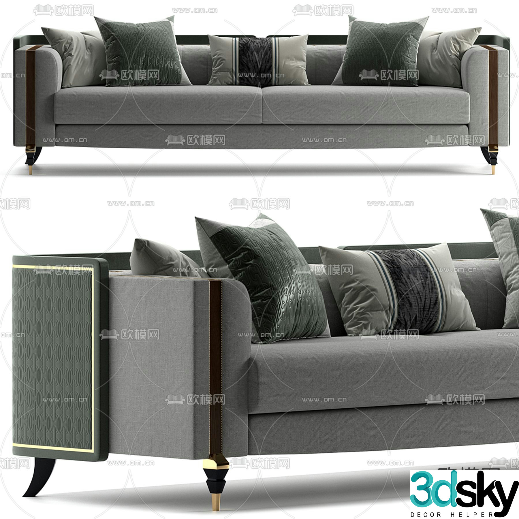 Jane European sofa double sofa 3d model