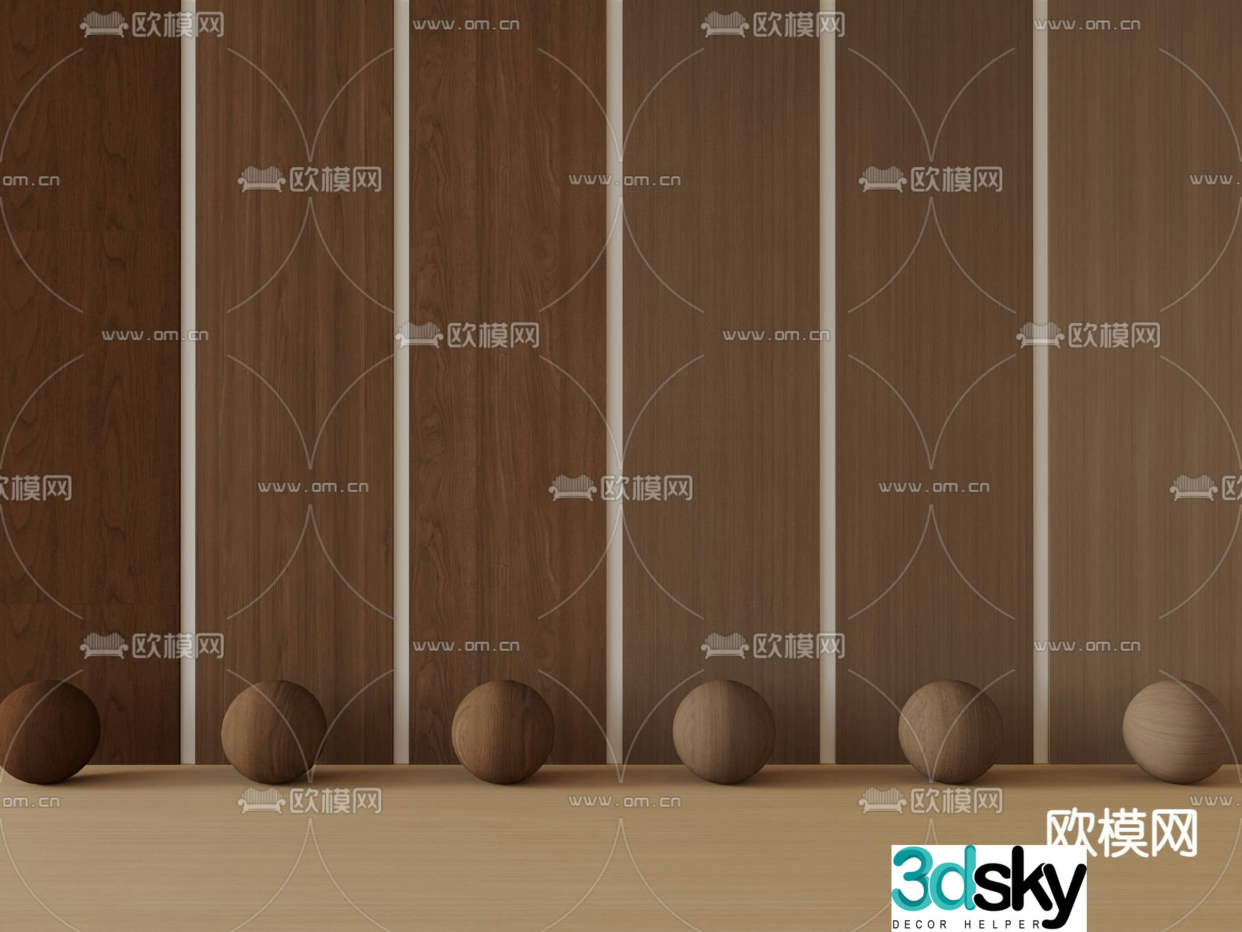 Wood grain wood wall panel 3d model