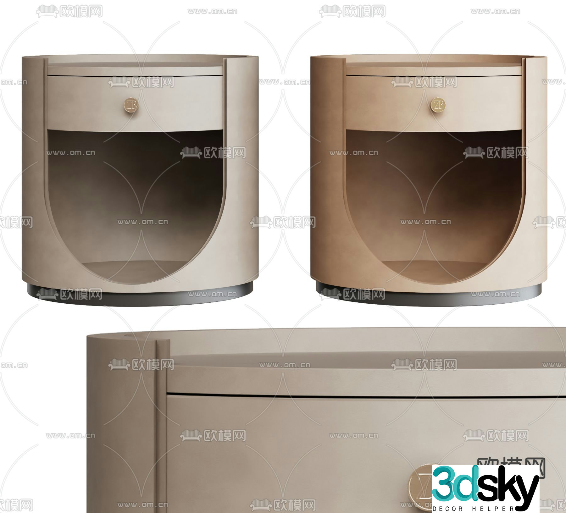 Italian Poliform modern bedside table 3d model