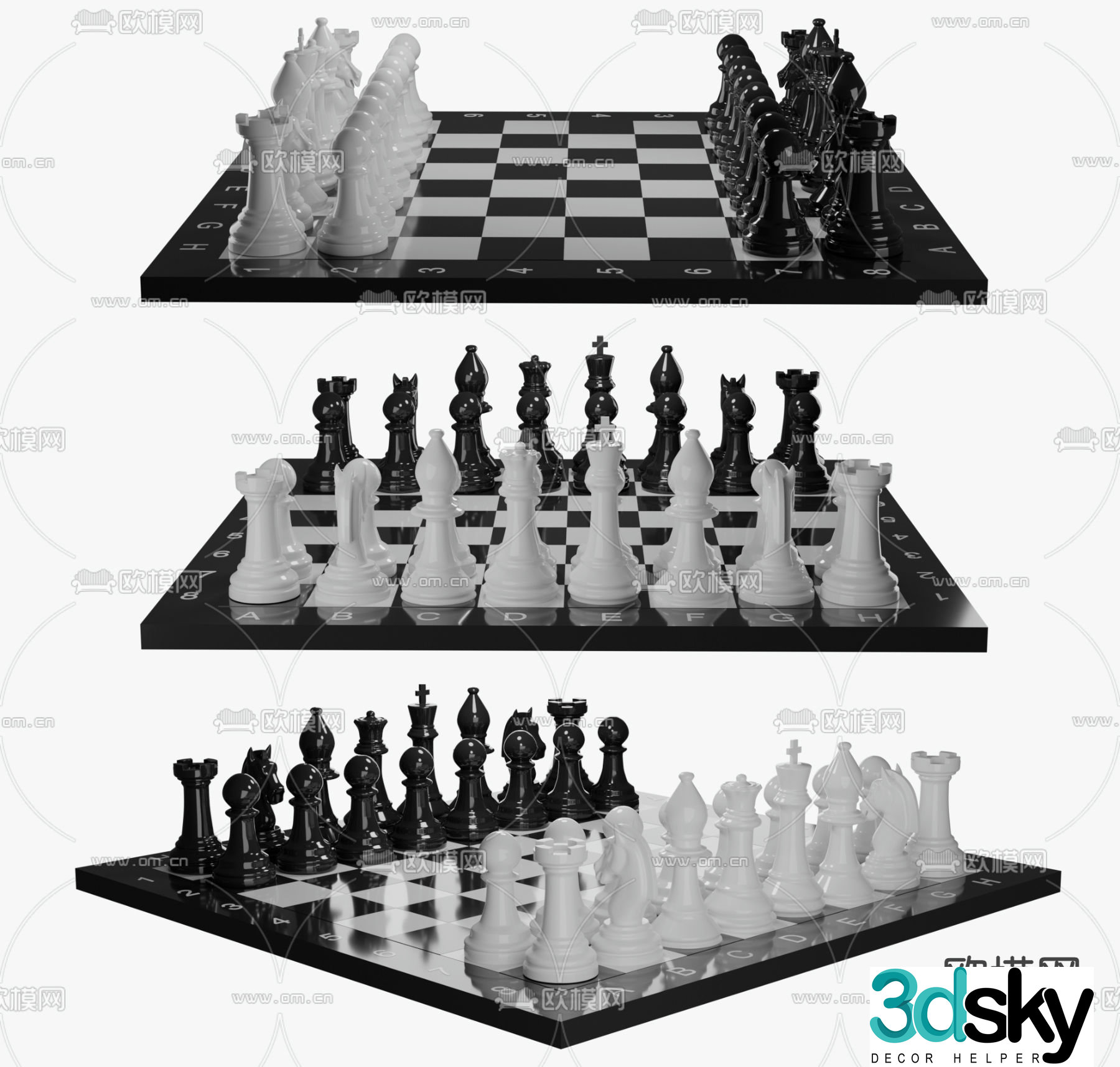 chess table chessboard 3d model