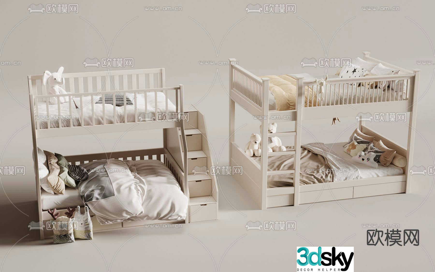 Children’s bed bunk bed 3d model