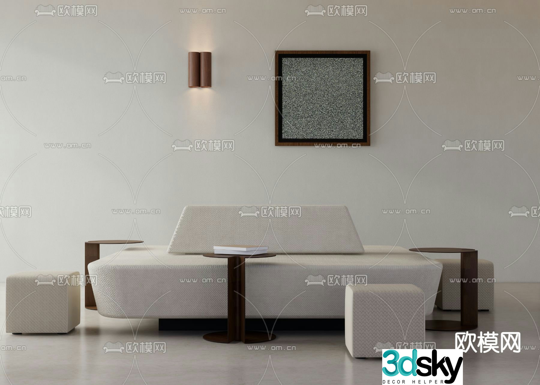 Card seat sofa public sofa 3d model