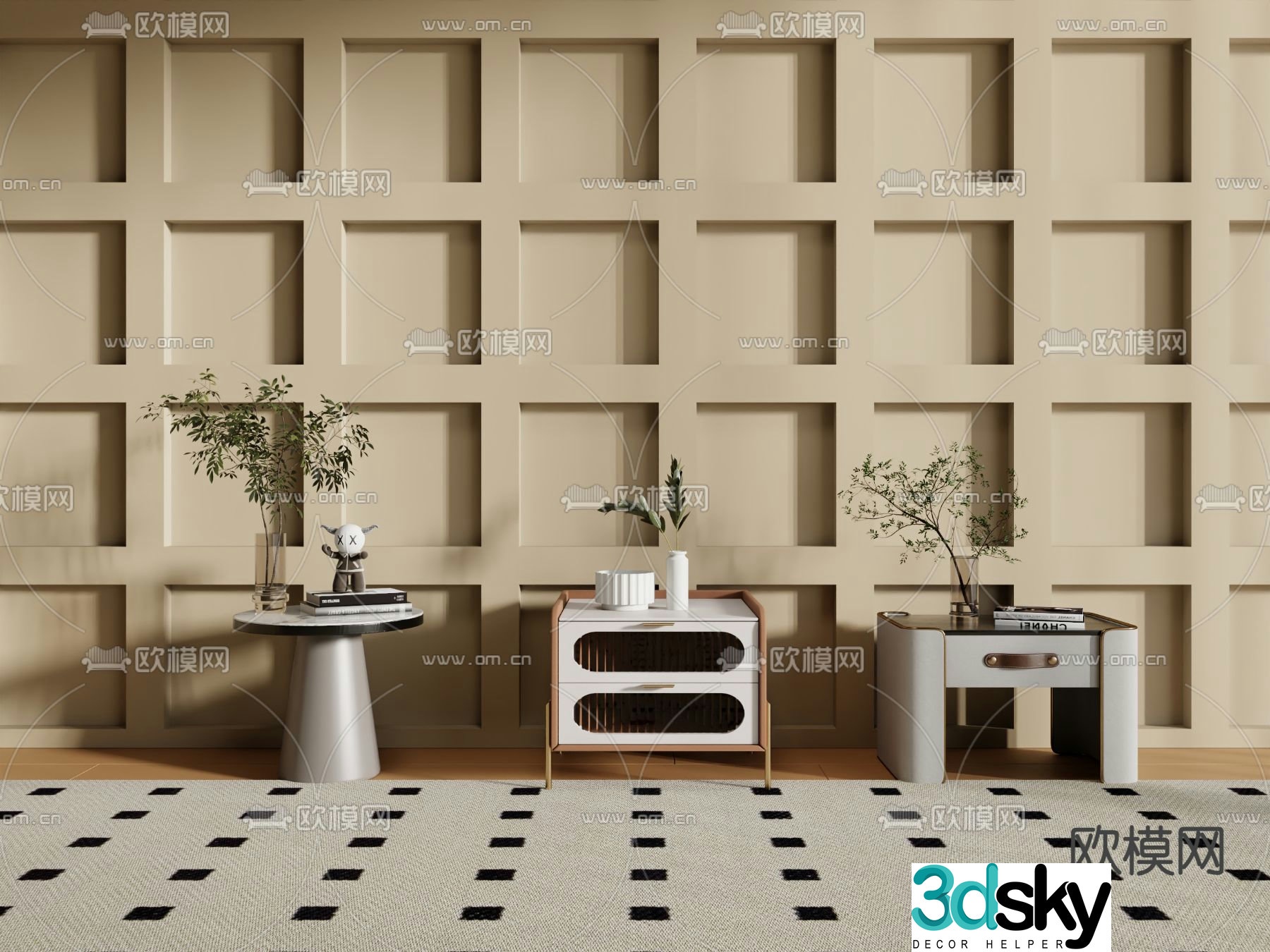 Modern bedside table 3d model