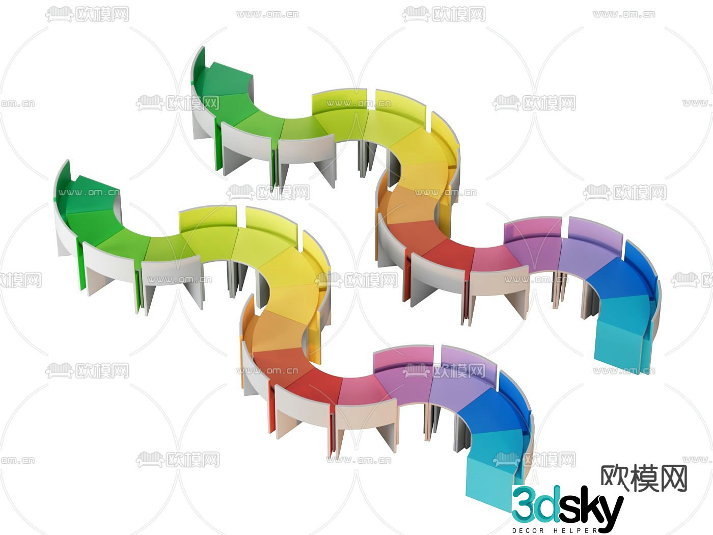 Children’s study table dining table handmade table 3d model