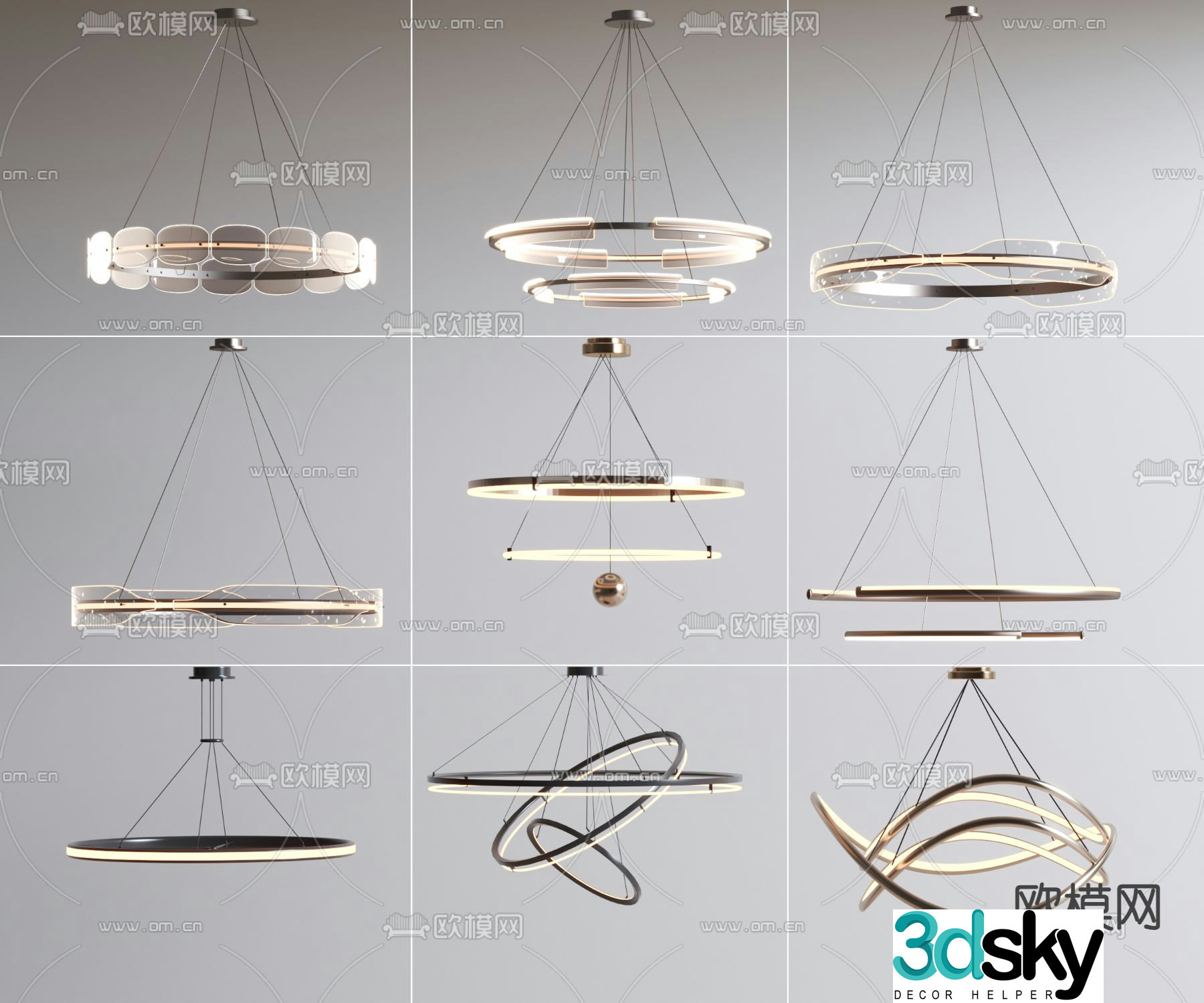 Light luxury chandeliers Restaurant chandeliers 3D model