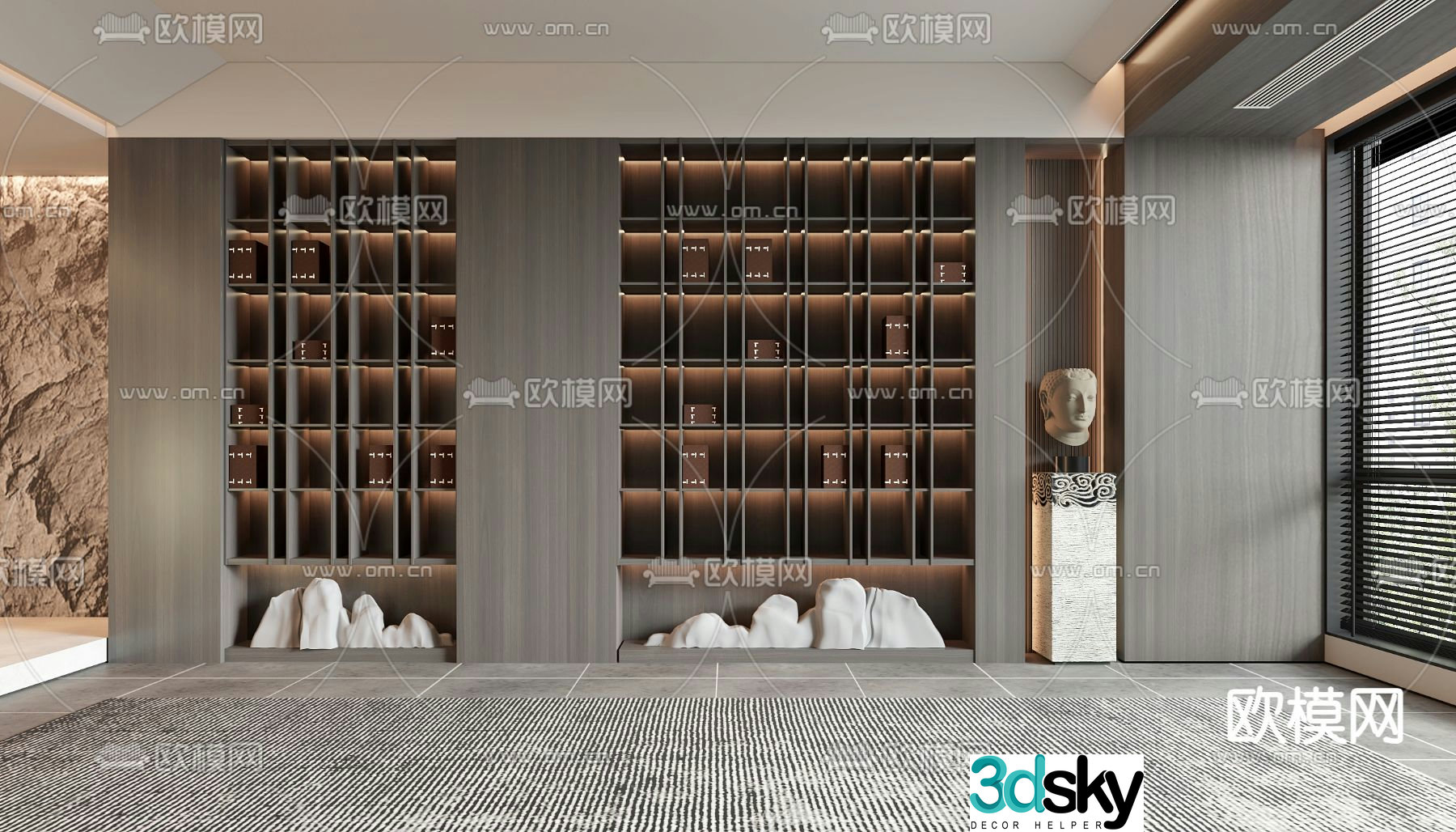 New Chinese tea cabinet solid wood tea cabinet decorative cabinet 3D model