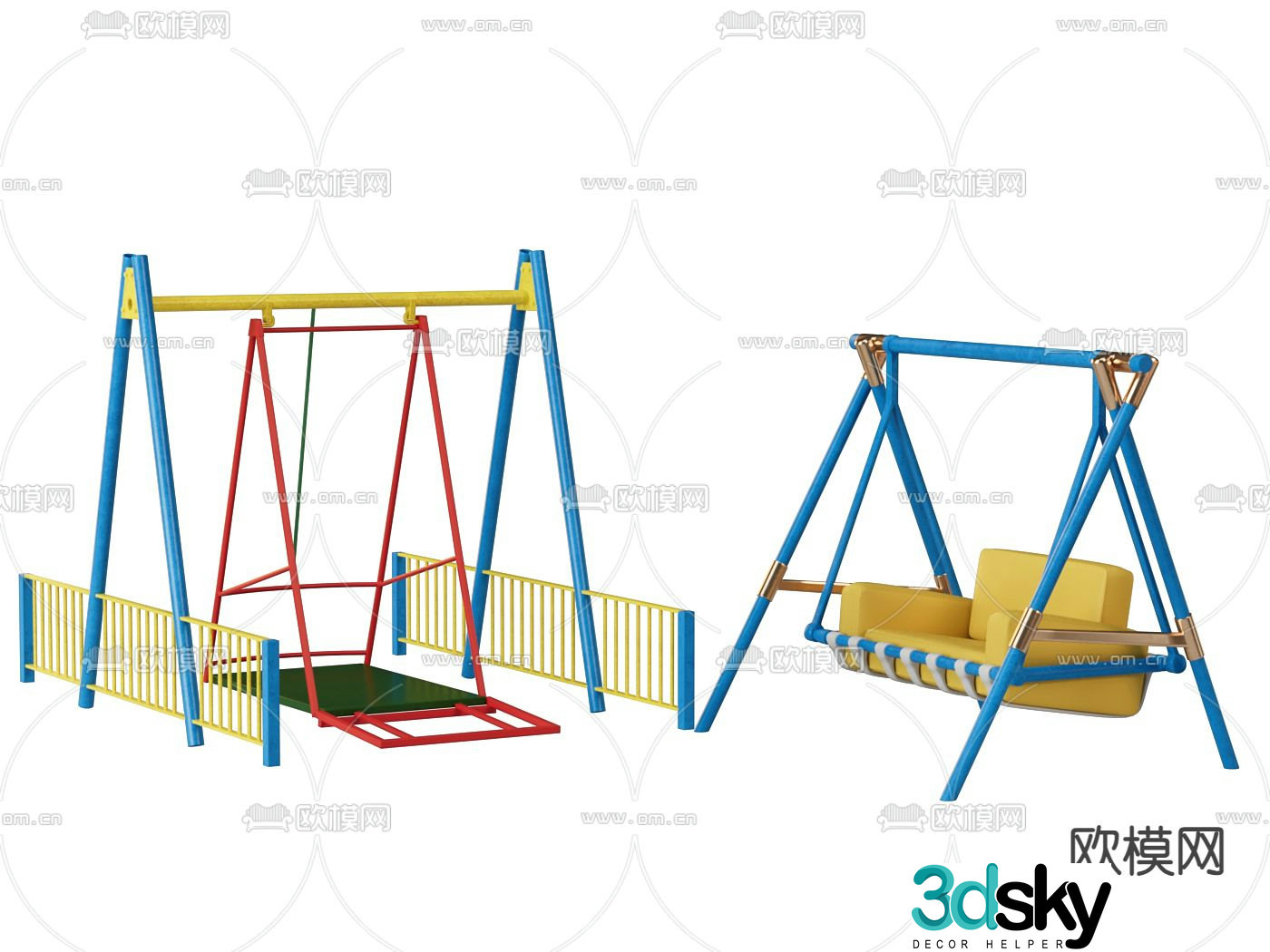 Play equipment swing frame swing chair 3d model