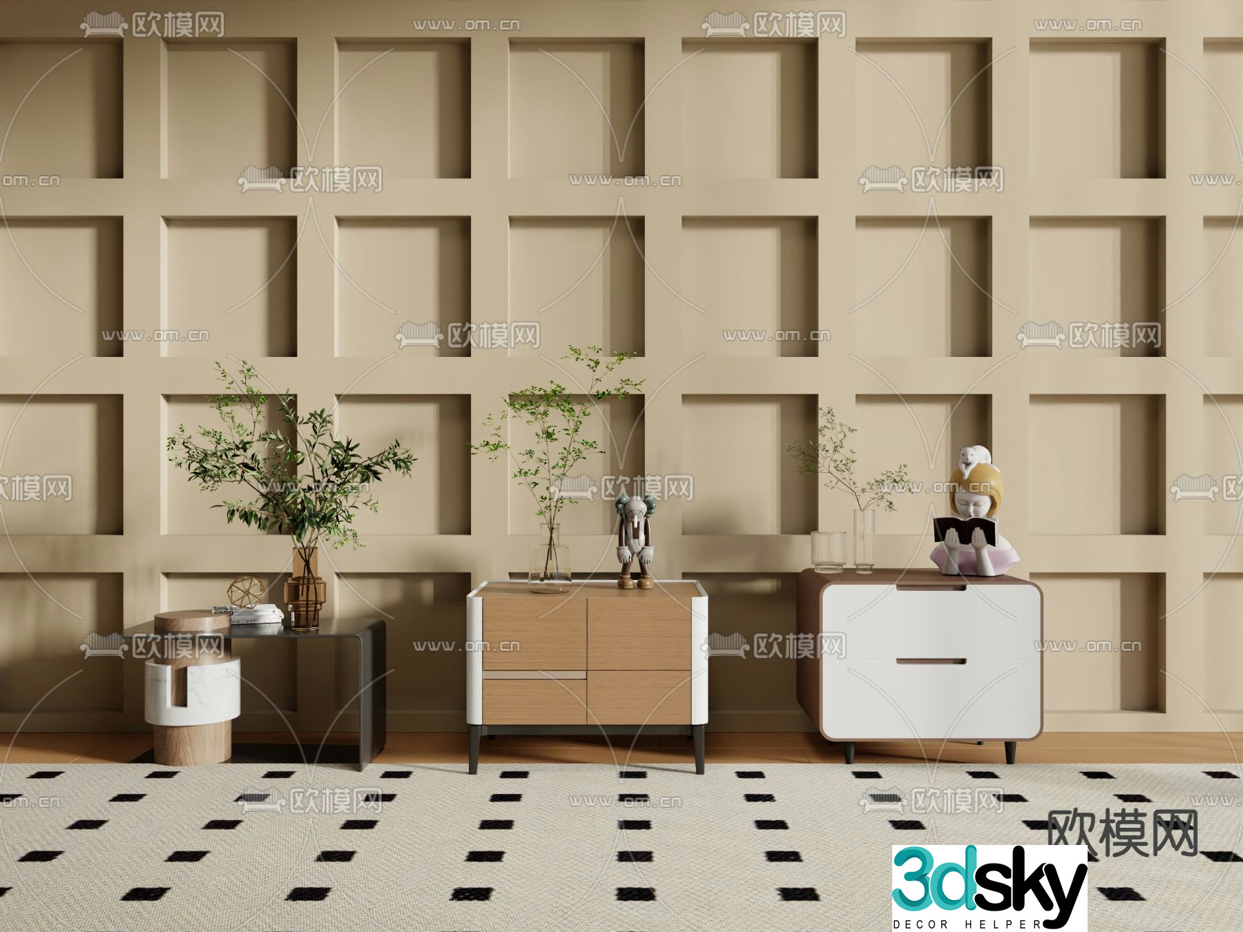 Modern bedside table 3d model