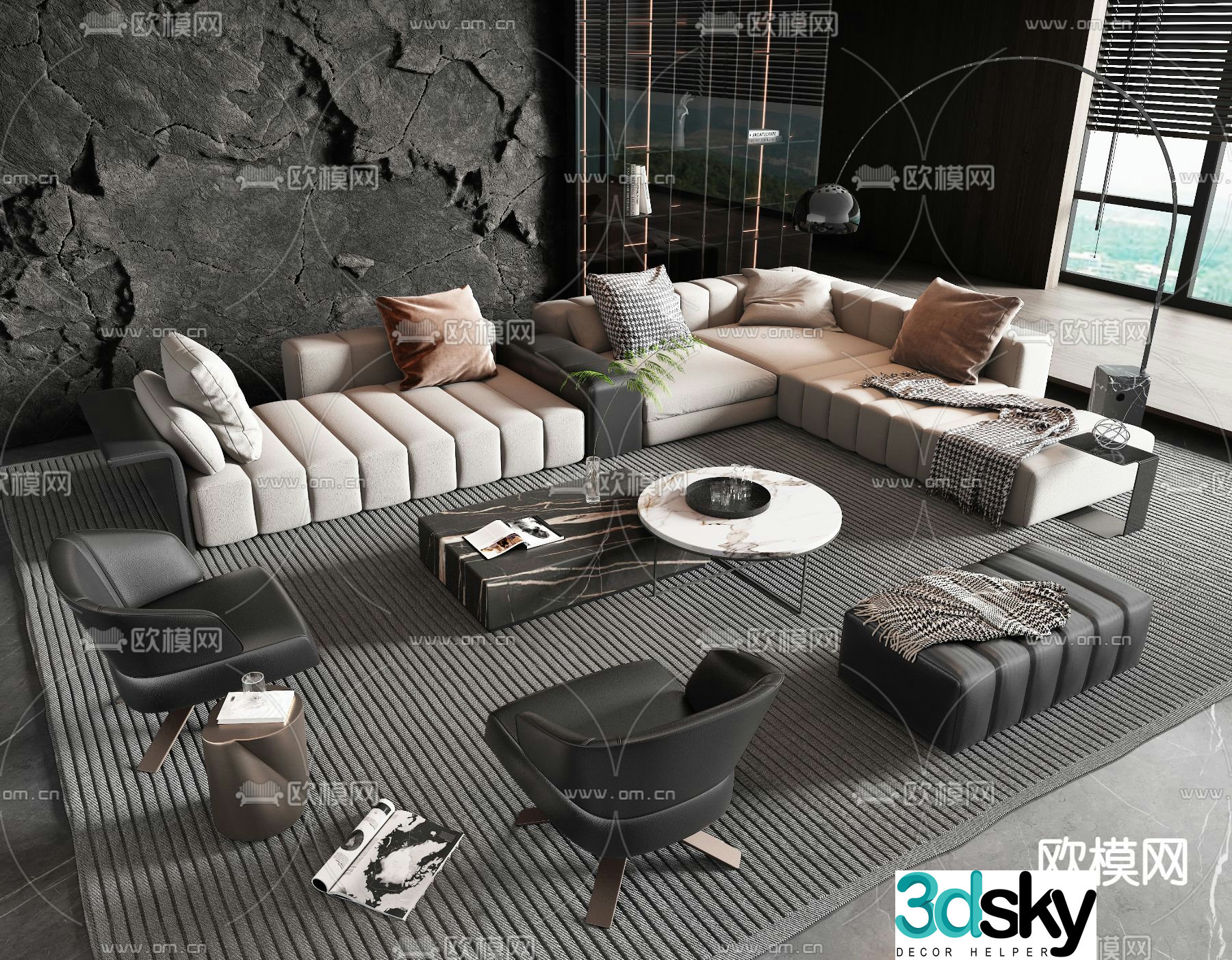 Minotti modern sofa set 3d model