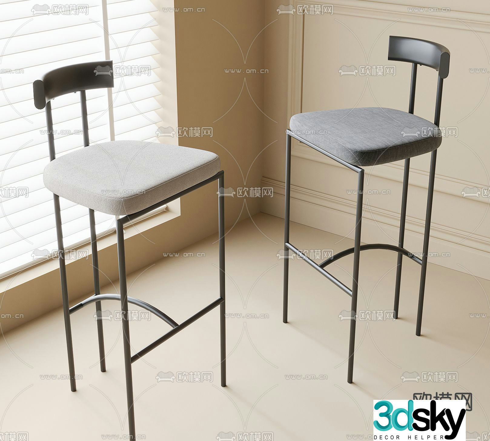 Modern bar stool 3d model