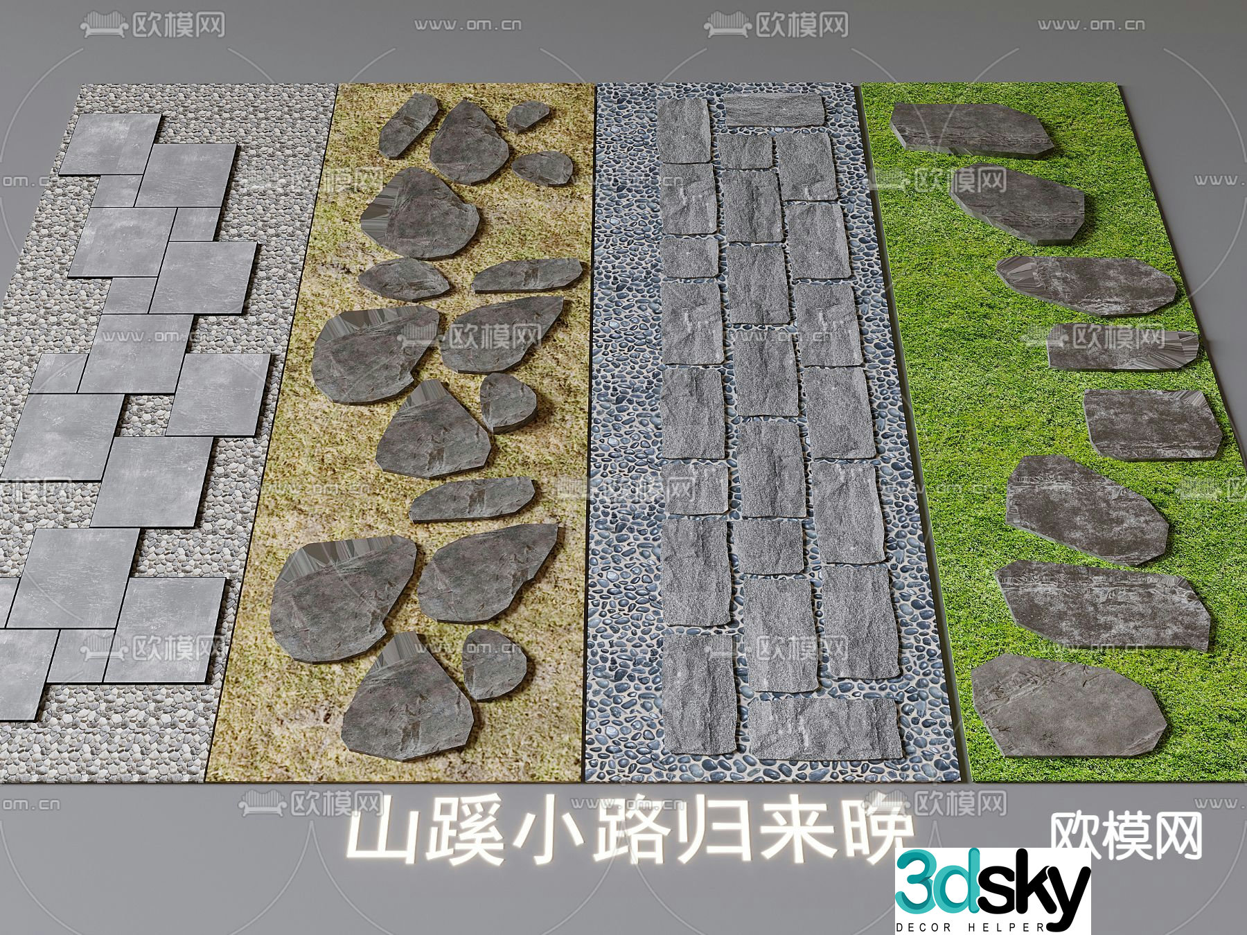 Stone steps bluestone slab blue brick steps 3d model