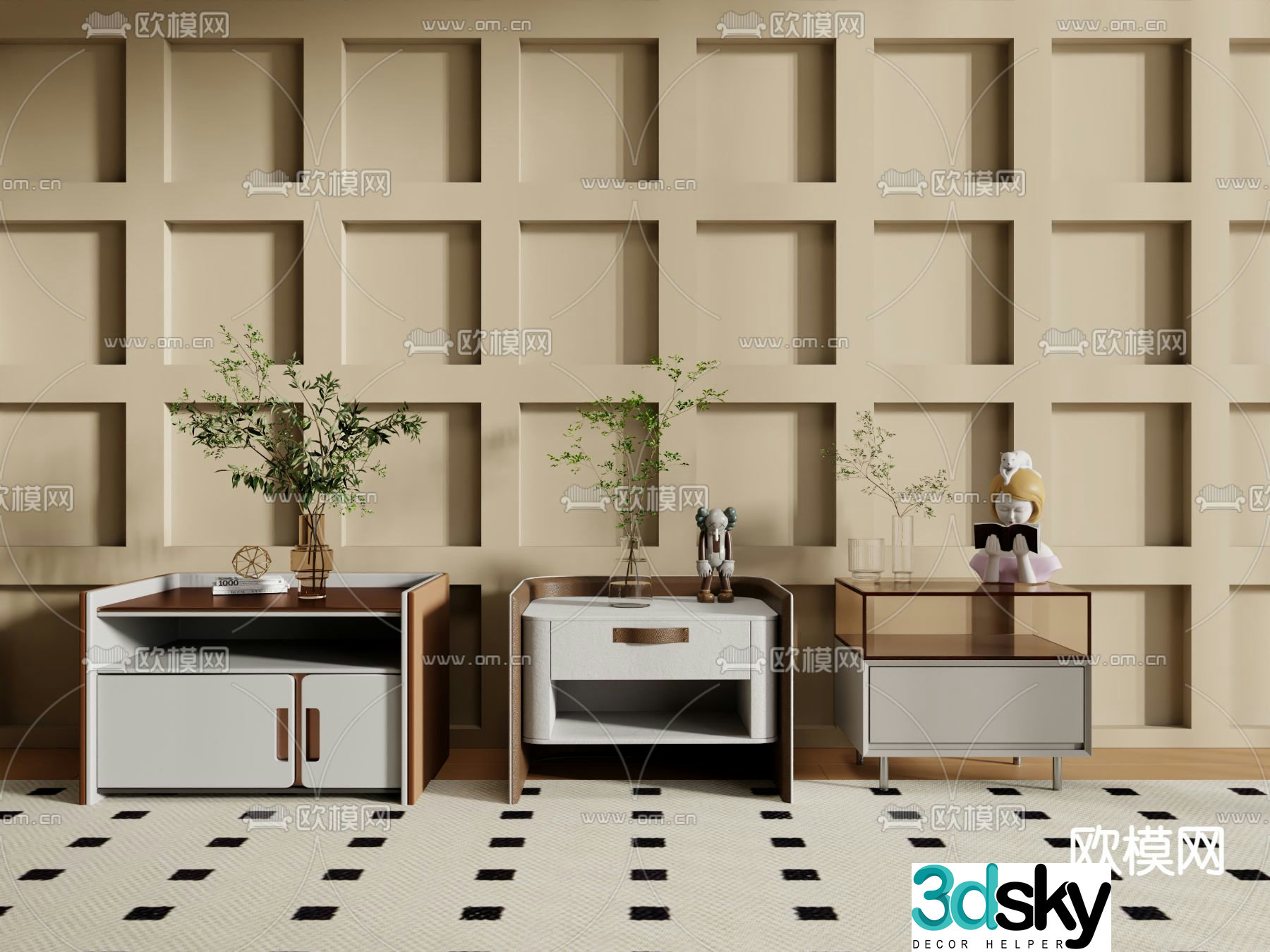 Modern bedside table 3d model