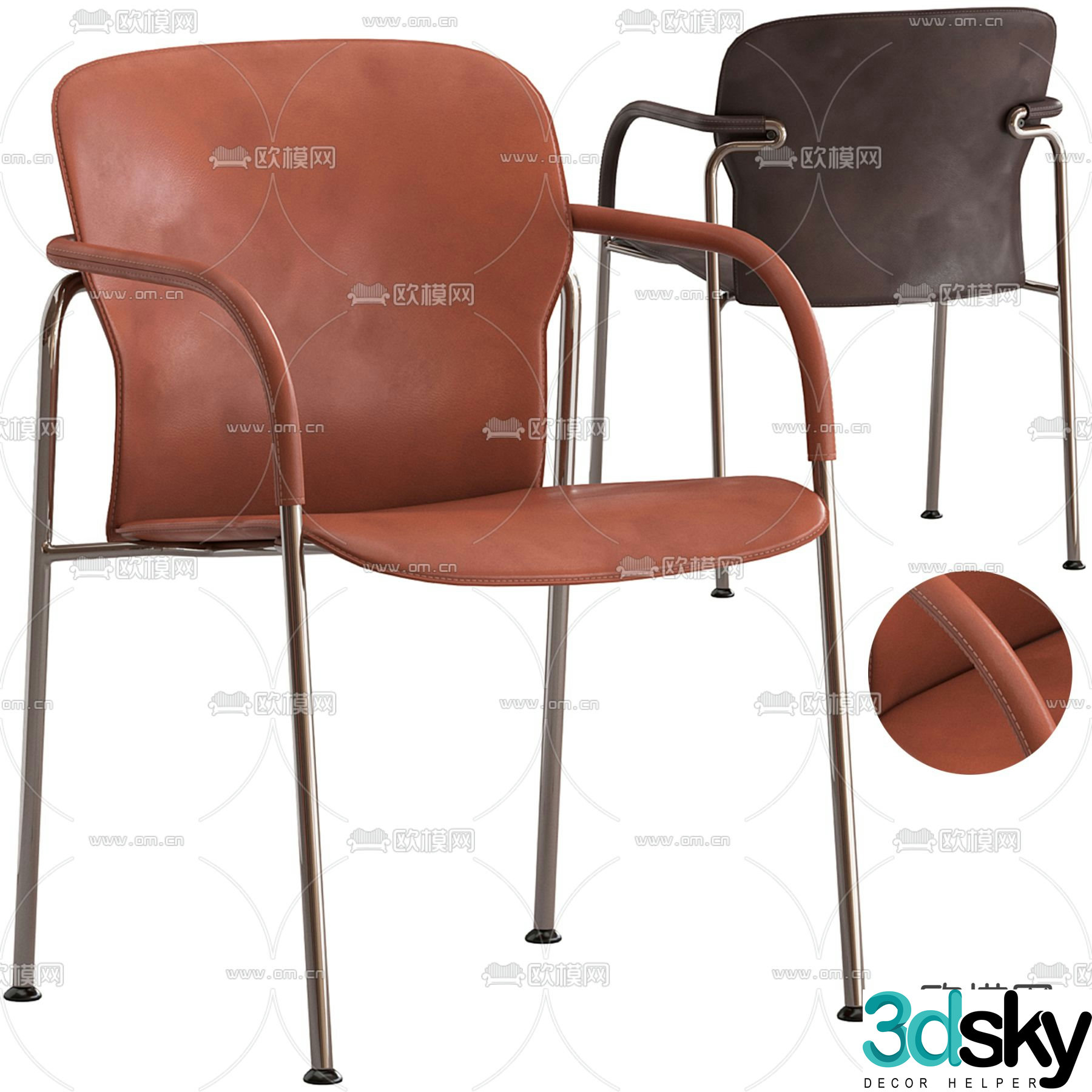 Modern single chair dining chair 3d model