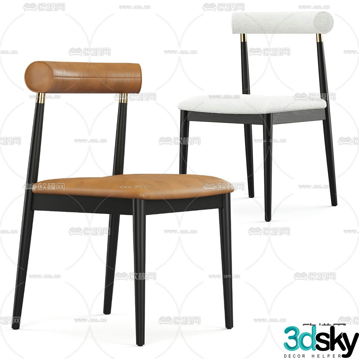 leather chair dining chair 3d model