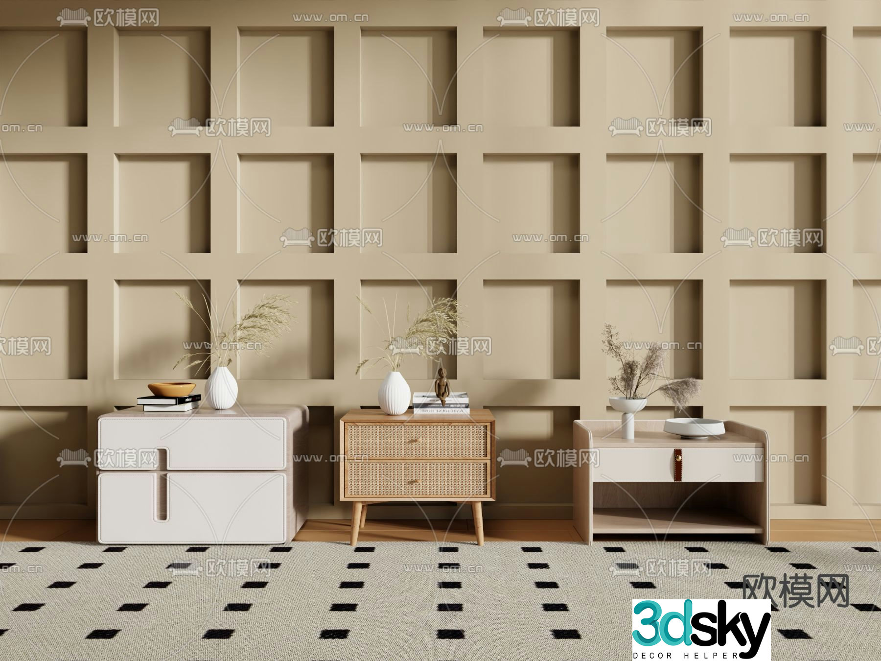 Modern bedside table 3d model