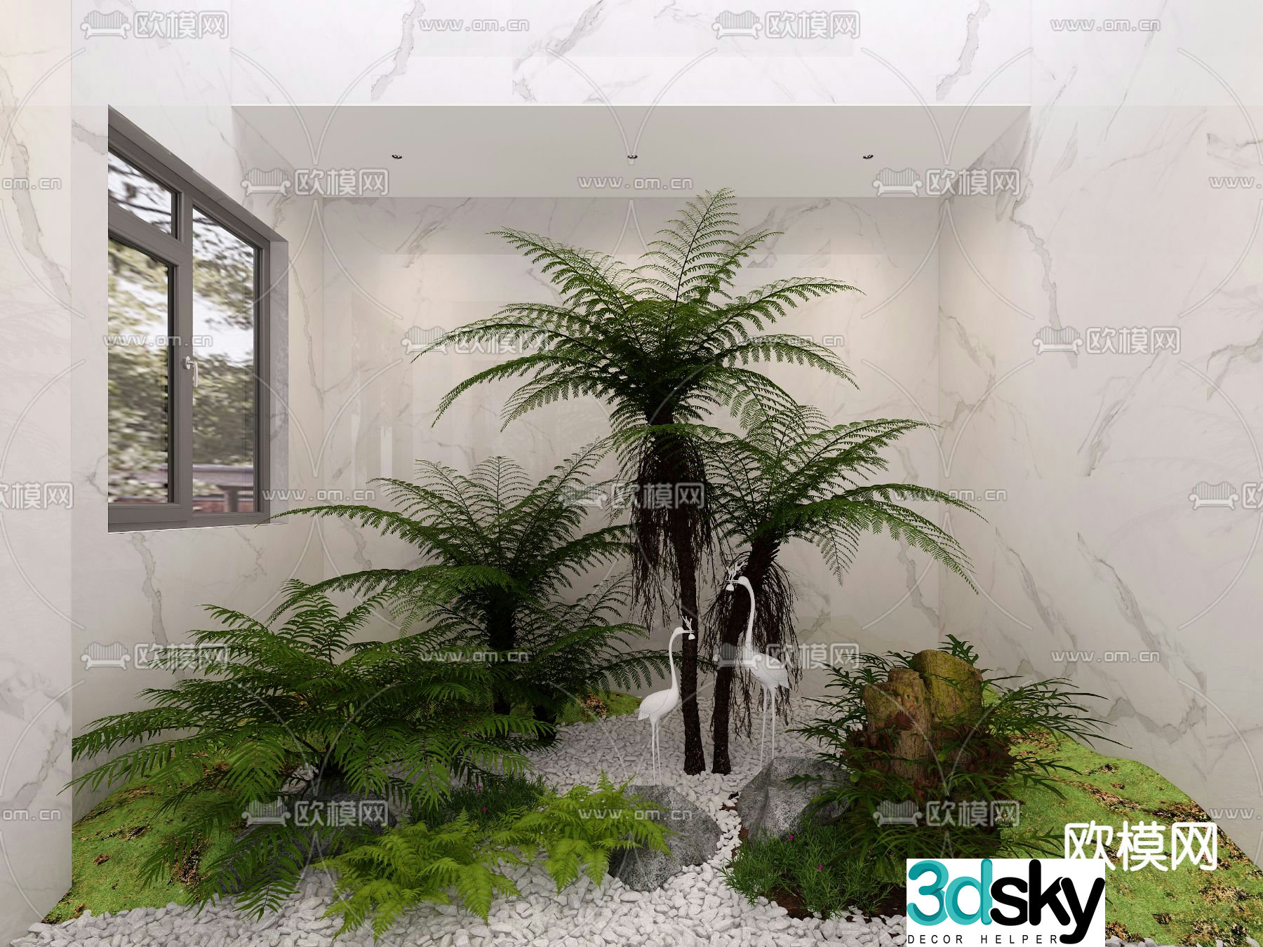 Modern indoor landscape plant landscaping 3d model
