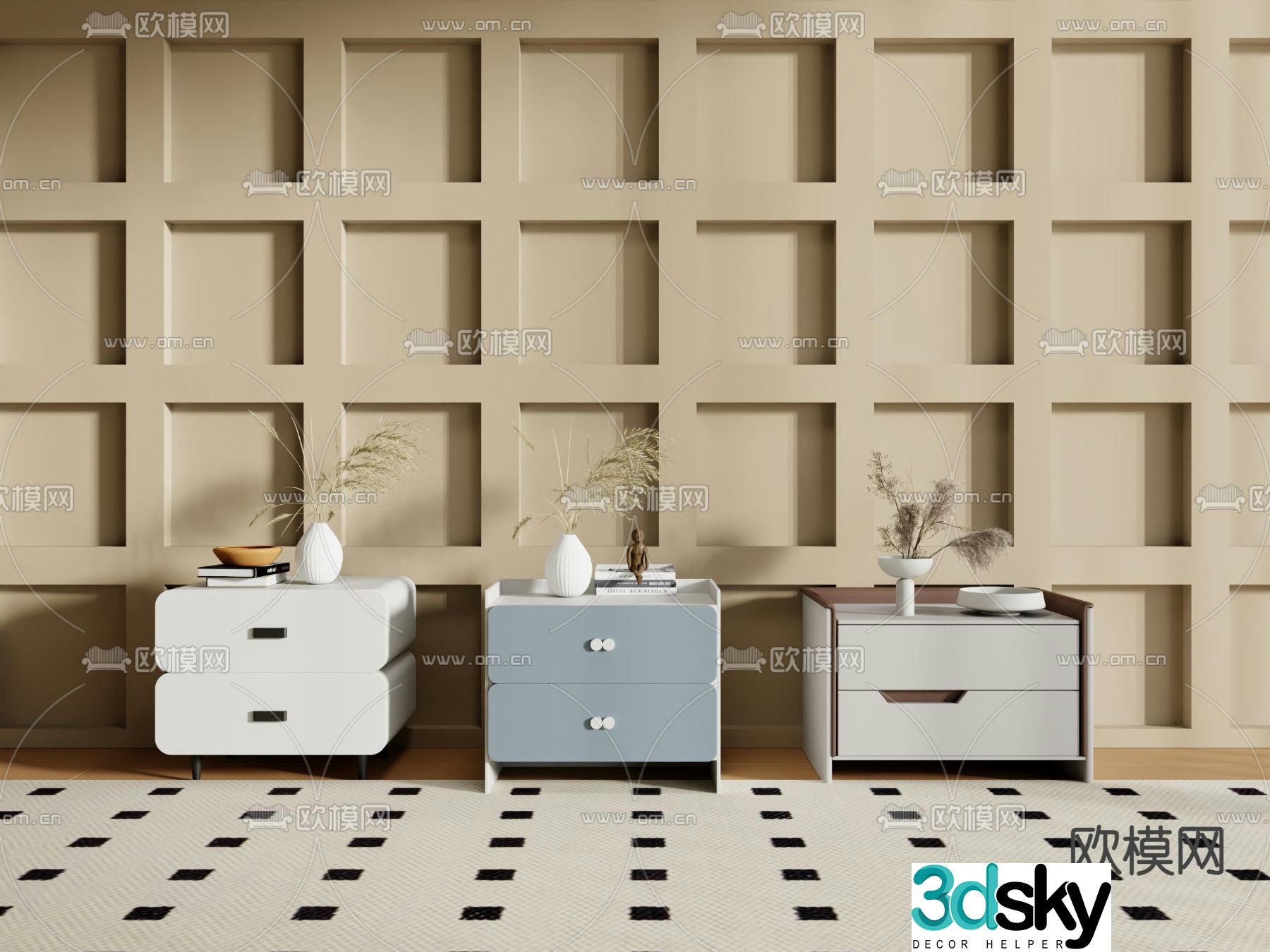 Modern bedside table 3d model