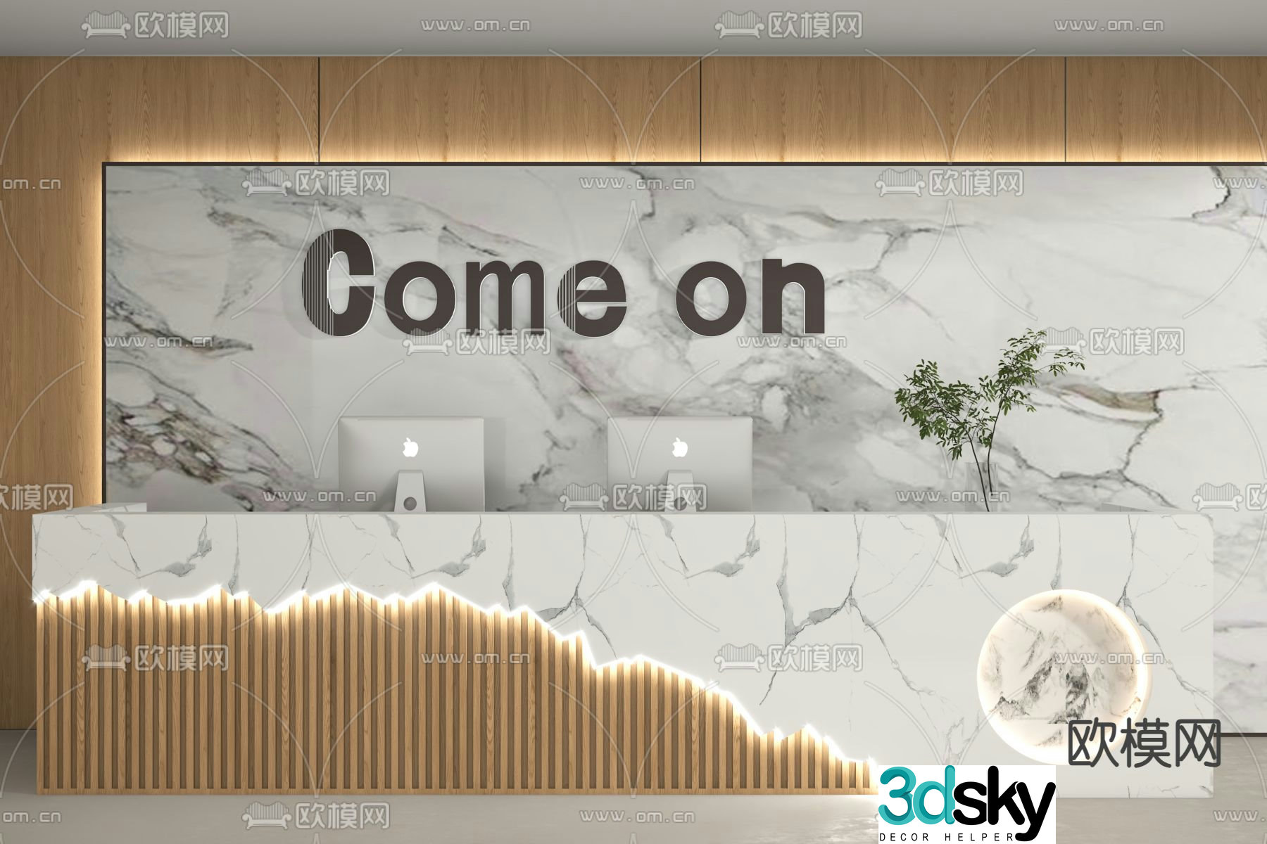 Office front desk reception 3d model