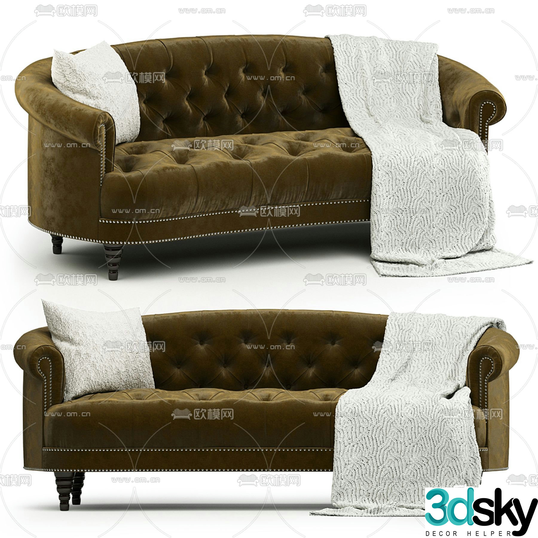 American sofa multi-person sofa 3d model