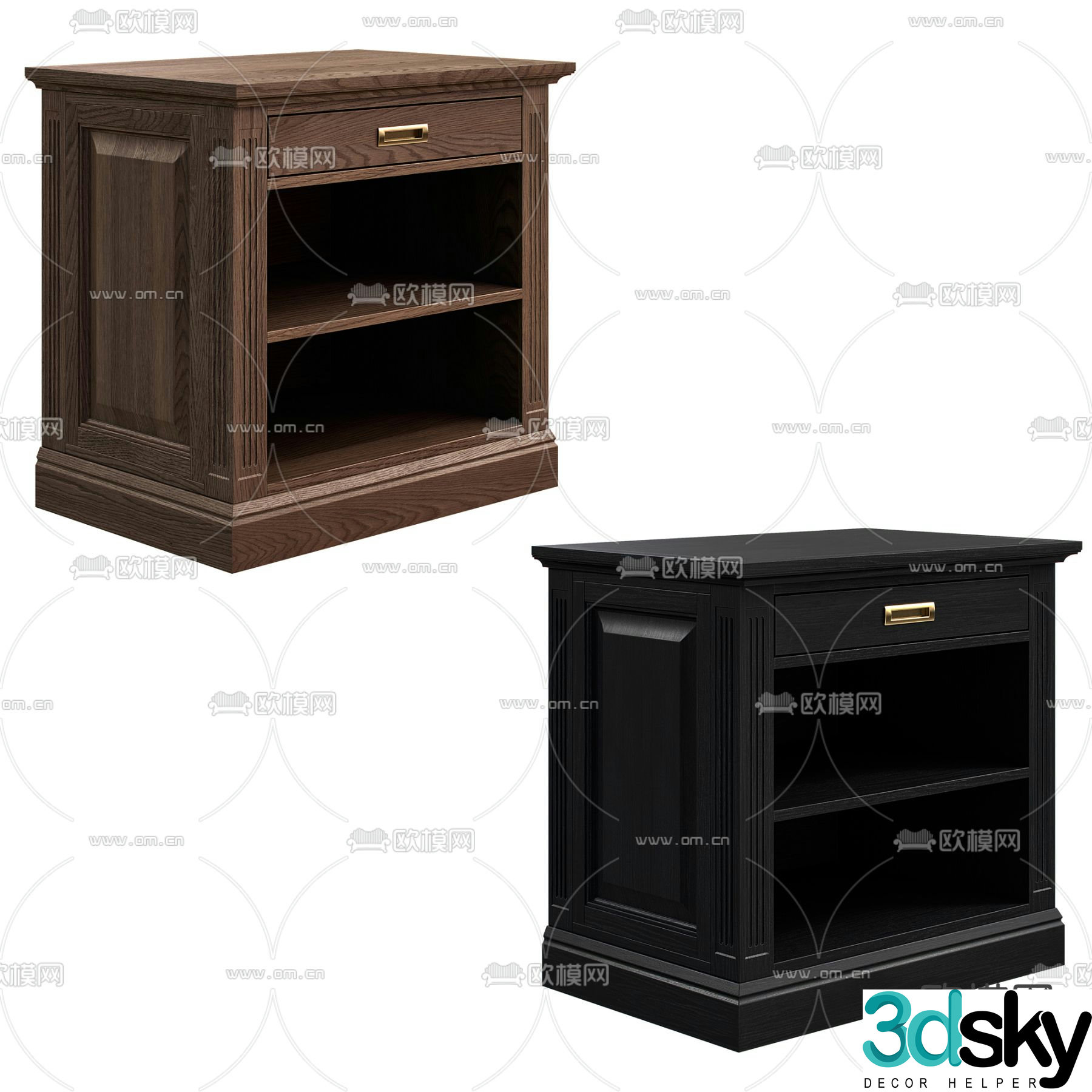 Simple European bedside table 3d model