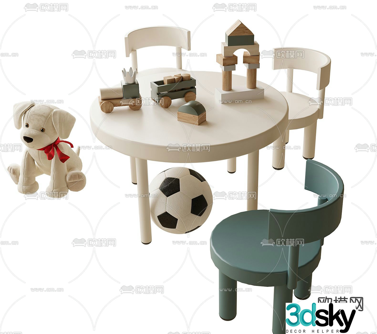 Modern children’s table and chair 3d model