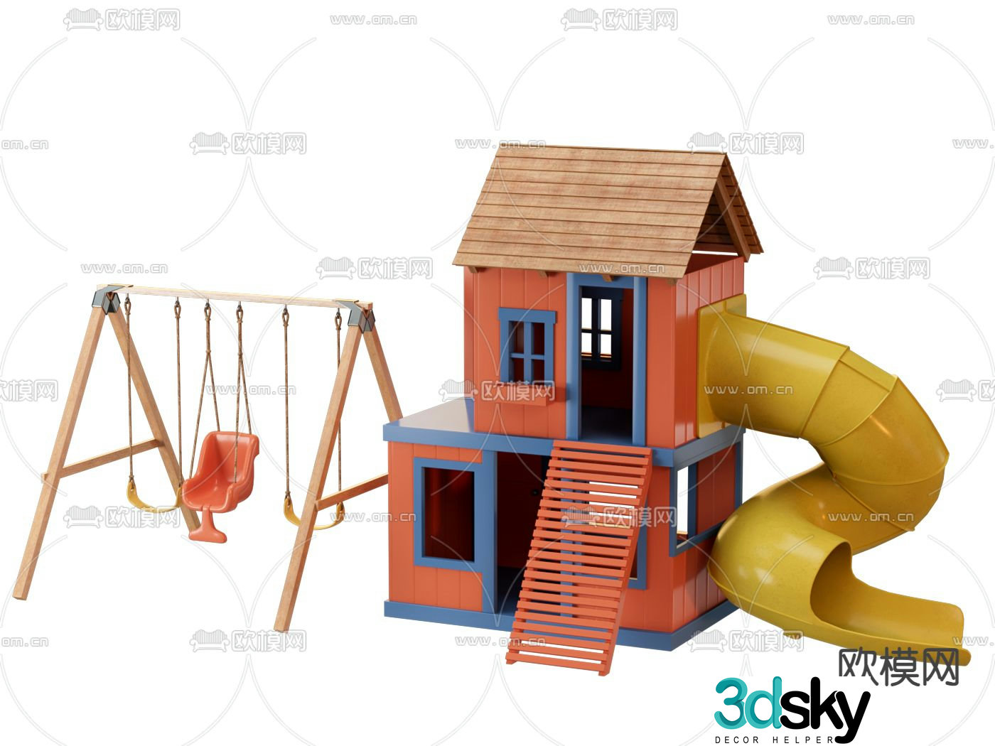 Amusement equipment slide swing 3d model