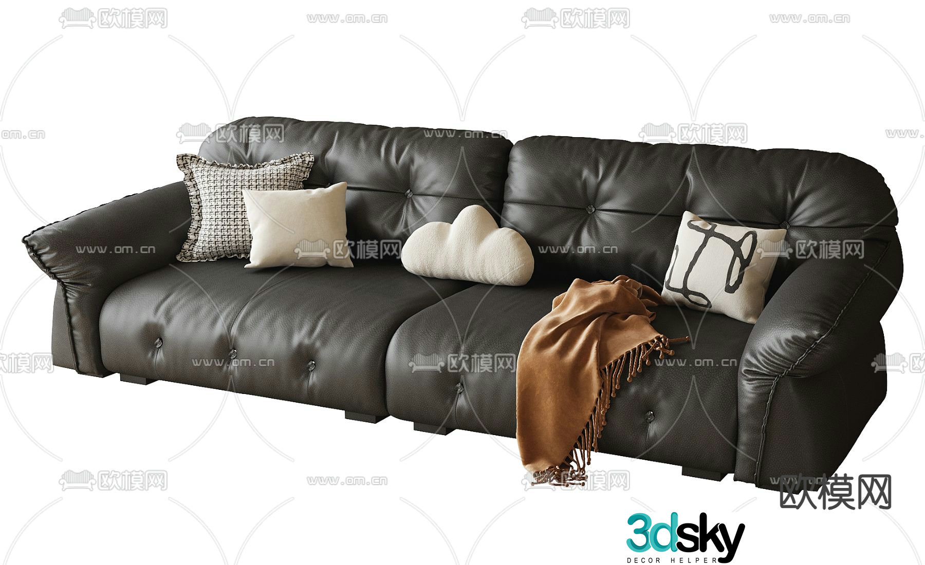 Leather multi-seat sofa 3d model