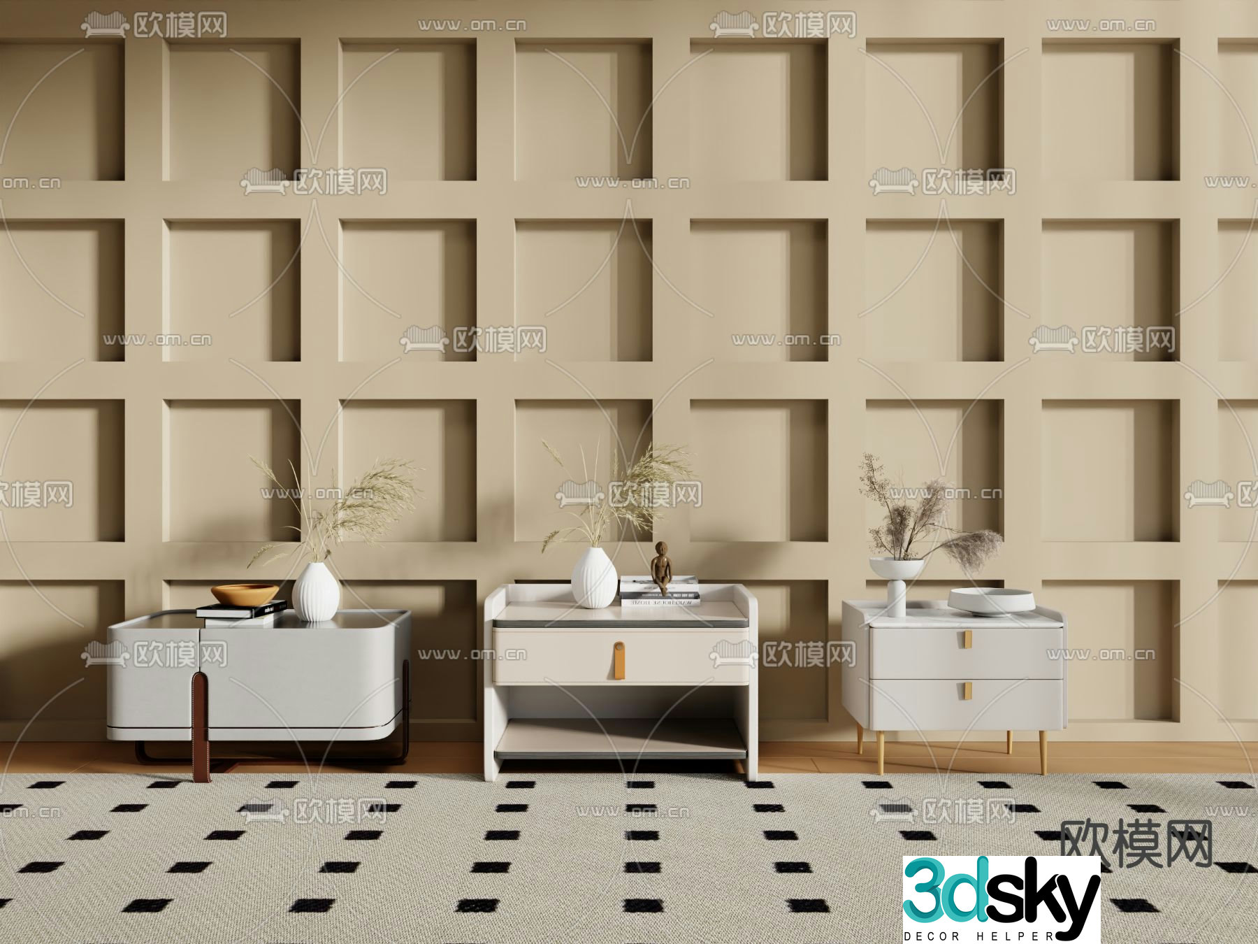Modern bedside table 3d model